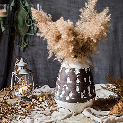 Handcrafted Rustic Brown Ceramic Vase - Farmhouse Home Decor for Centerpieces, Wedding Decor, and Living Room Accents