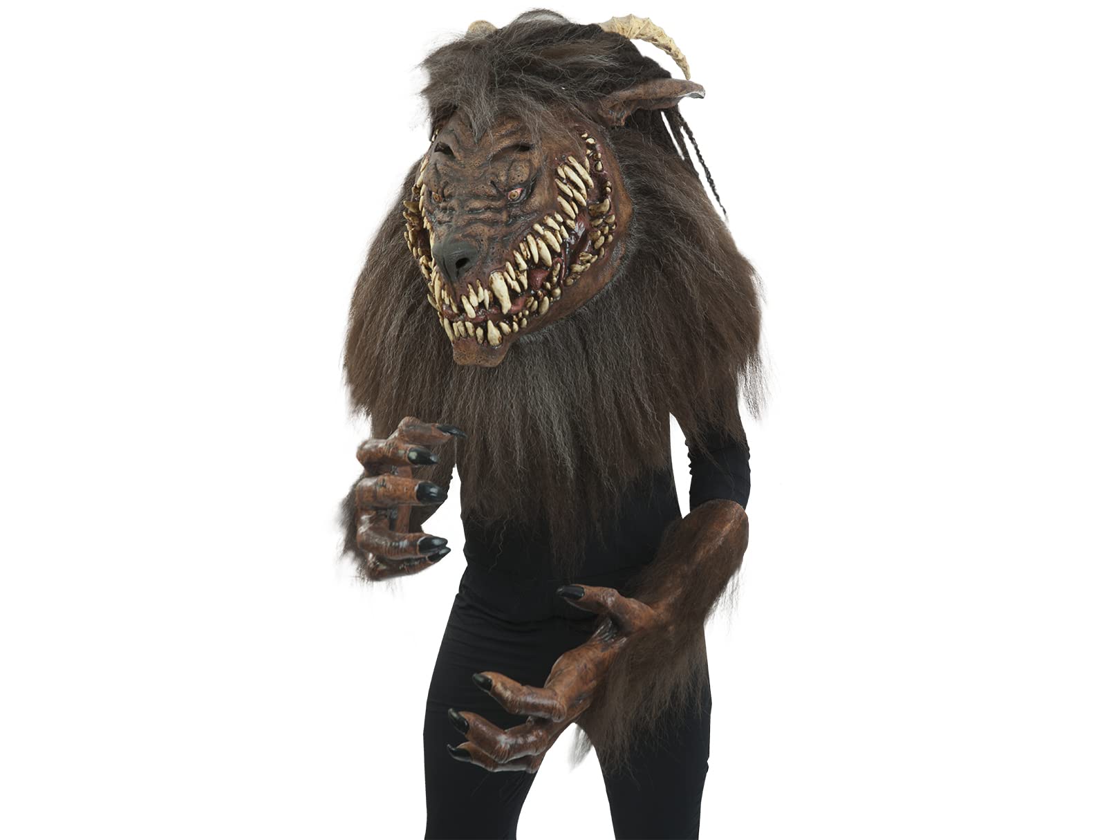 Scary Snarling Werewolf Latex Mask for Adults - Realistic Brown Werewolf Halloween Mask with Sharp Teeth | Mario Chiodo Nightmare Collection | Perfect for Halloween Parties, Cosplay & Horror Events