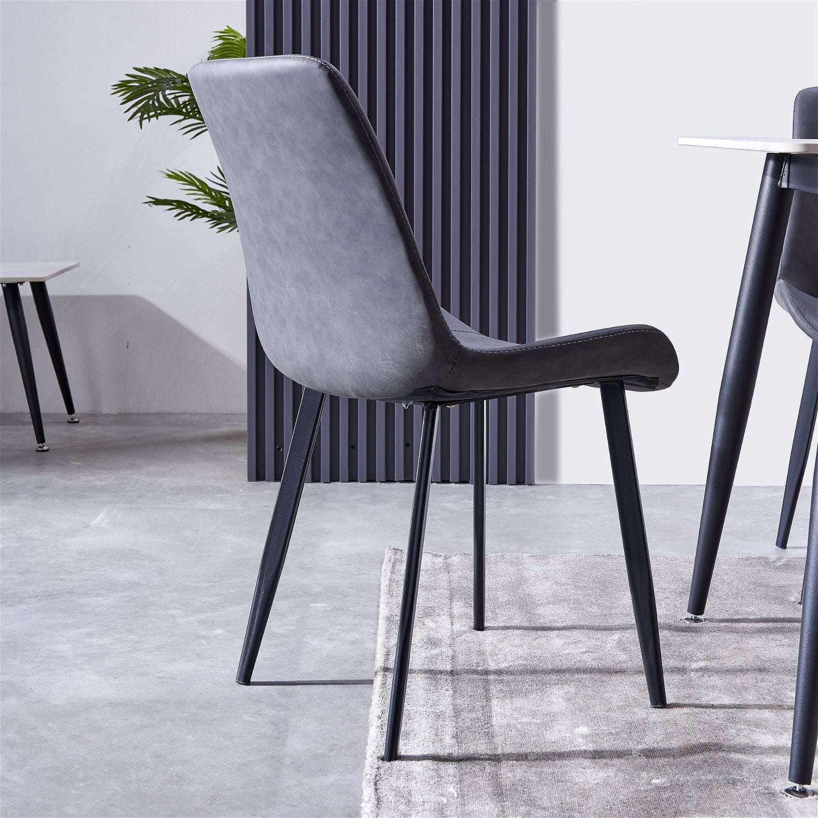 Criterionâ¢ Grey PU Seat and Carbon Steel Frame Dining Chairs - Set of 4 Modern Kitchen Chairs for Dining Room, Restaurant, and Office Use