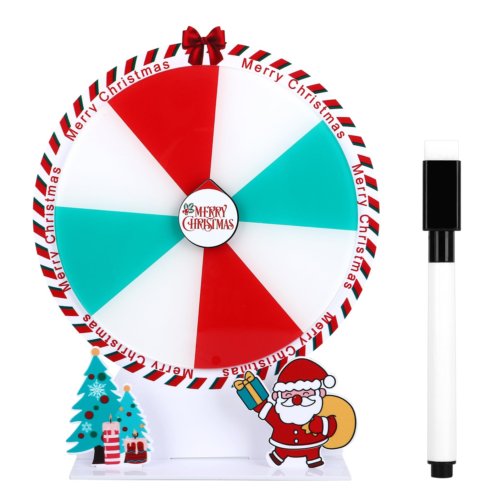 8 Inch Christmas Spinner Prize Wheel - 8 Slots Editable Spinning Wheel for Holiday Games, Carnival Prizes & Wheel of Fortune Style Fun - Perfect for Christmas Parties, Classroom Activities & Festive Events