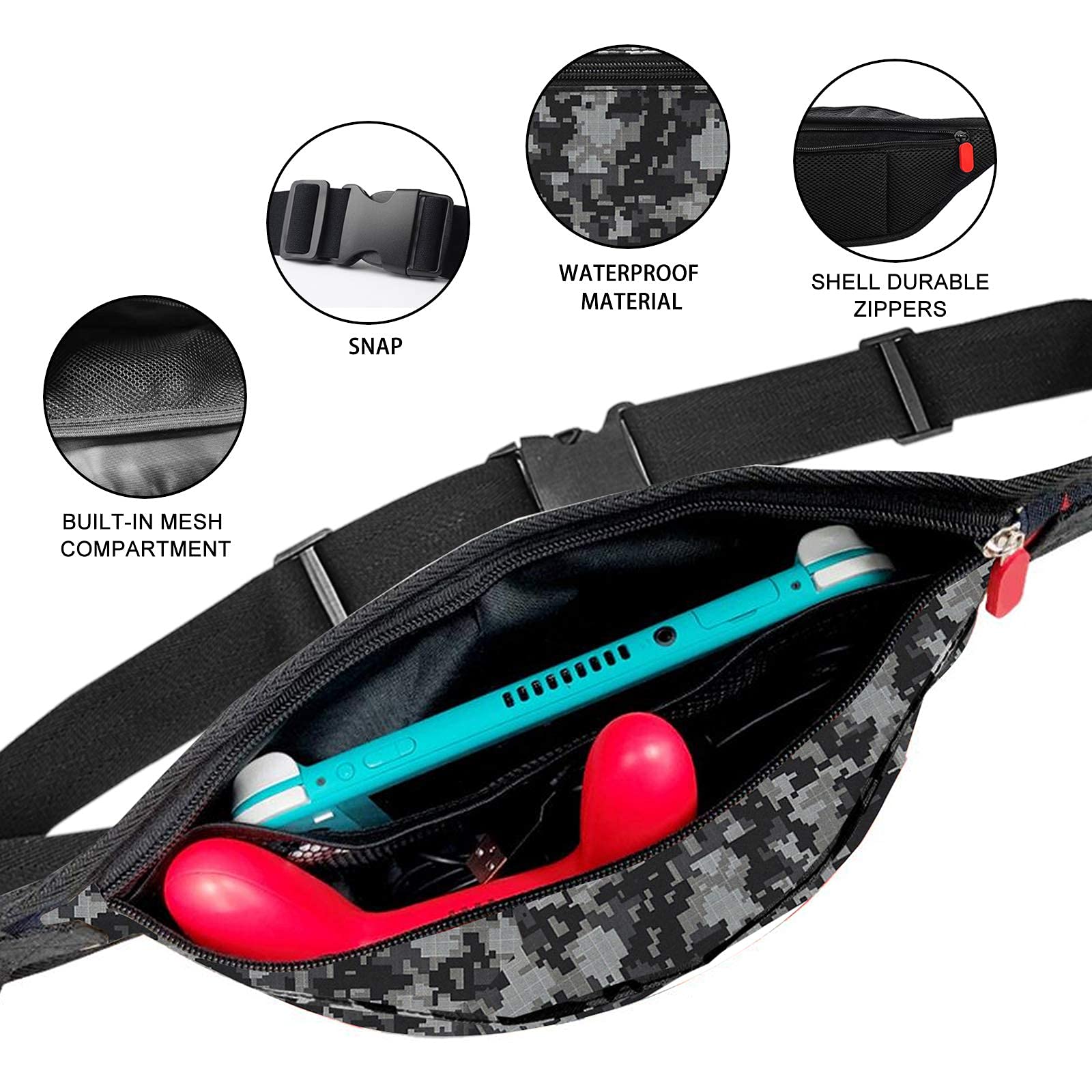 LYCEBELL Waterproof Travel Case for Nintendo Switch & Switch OLED - Portable Sling Backpack with Storage for Dock, Joy-Cons, Games & Accessories - Perfect for Men & Adults (Gaming, Travel, Commuting)