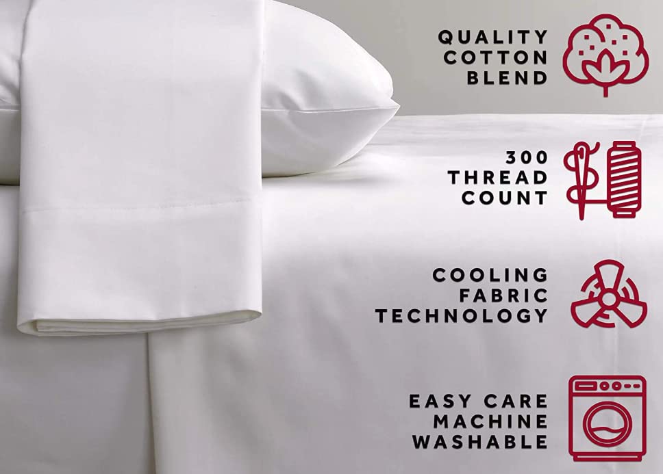 Premium Marriott Signature Pillowcases Set of 2 - 100% Soft Breathable Cotton Blend Pillow Covers for Queen Size Bed - Luxury Hotel Style Bedding for Home, Travel & Guest Rooms
