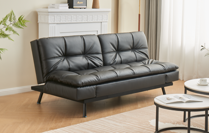 BlackVue Adjustable Sleeper Sofa with Split Back Design, Memory Foam Cushion & Sturdy Steel Legs - Perfect for Small Spaces, Guest Rooms, and Home Offices
