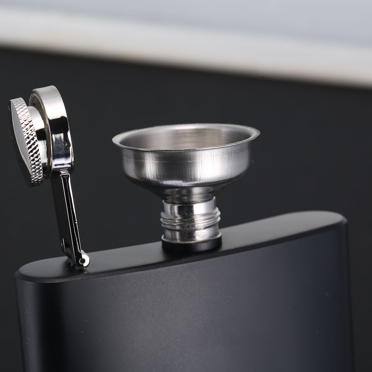 12 oz Matte Black Stainless Steel Whiskey Hip Flask with Funnel - Leak Proof & Durable for Outdoor, Travel & Gifts - Portable Pocket Liquor Flask in Gift Box