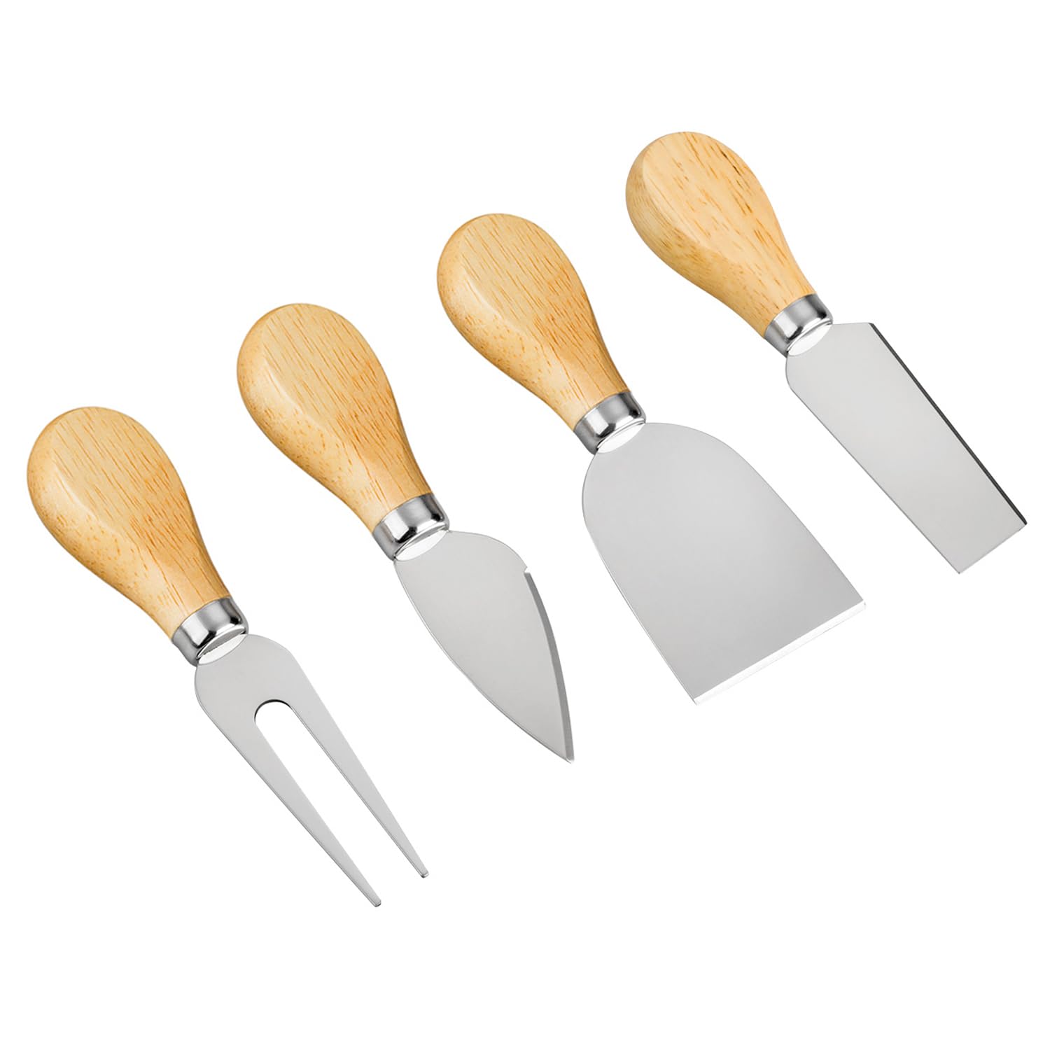 Premium 4-Piece Stainless Steel Cheese Knife Set - Cheese Knife, Fork, Slicer & Butter Knife - Perfect for Charcuterie Boards, Wine Pairings & Cheese Tasting Parties - Elegant Cheese Tools for Entertaining & Gourmet Food Presentation