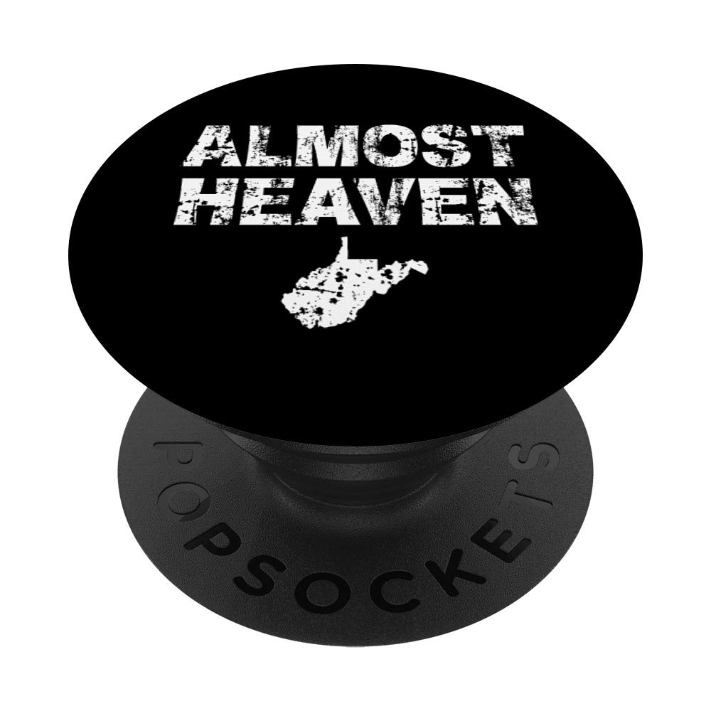 ALMOST HEAVEN WEST VIRGINIA BLACK PopSockets PopGrip - Swappable Phone Grip for iPhone, Samsung & Tablets | Secure Hold for Gaming, Photography & Daily Use