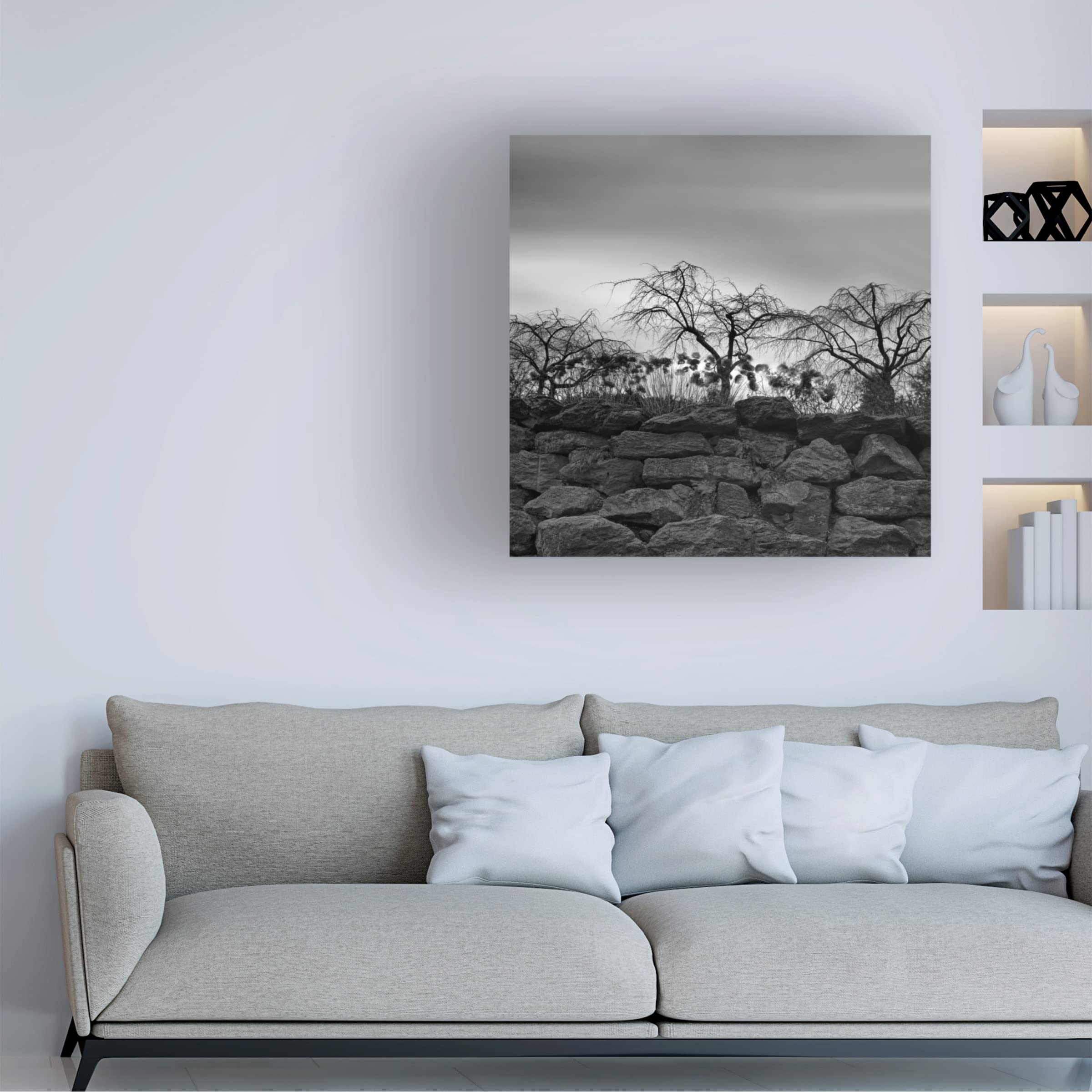 Geoffrey Ansel Agrons 'Dead Hydrangeas' Canvas Wall Art Print - 35x35 Inches Modern Floral Home Decor for Living Room, Bedroom & Office