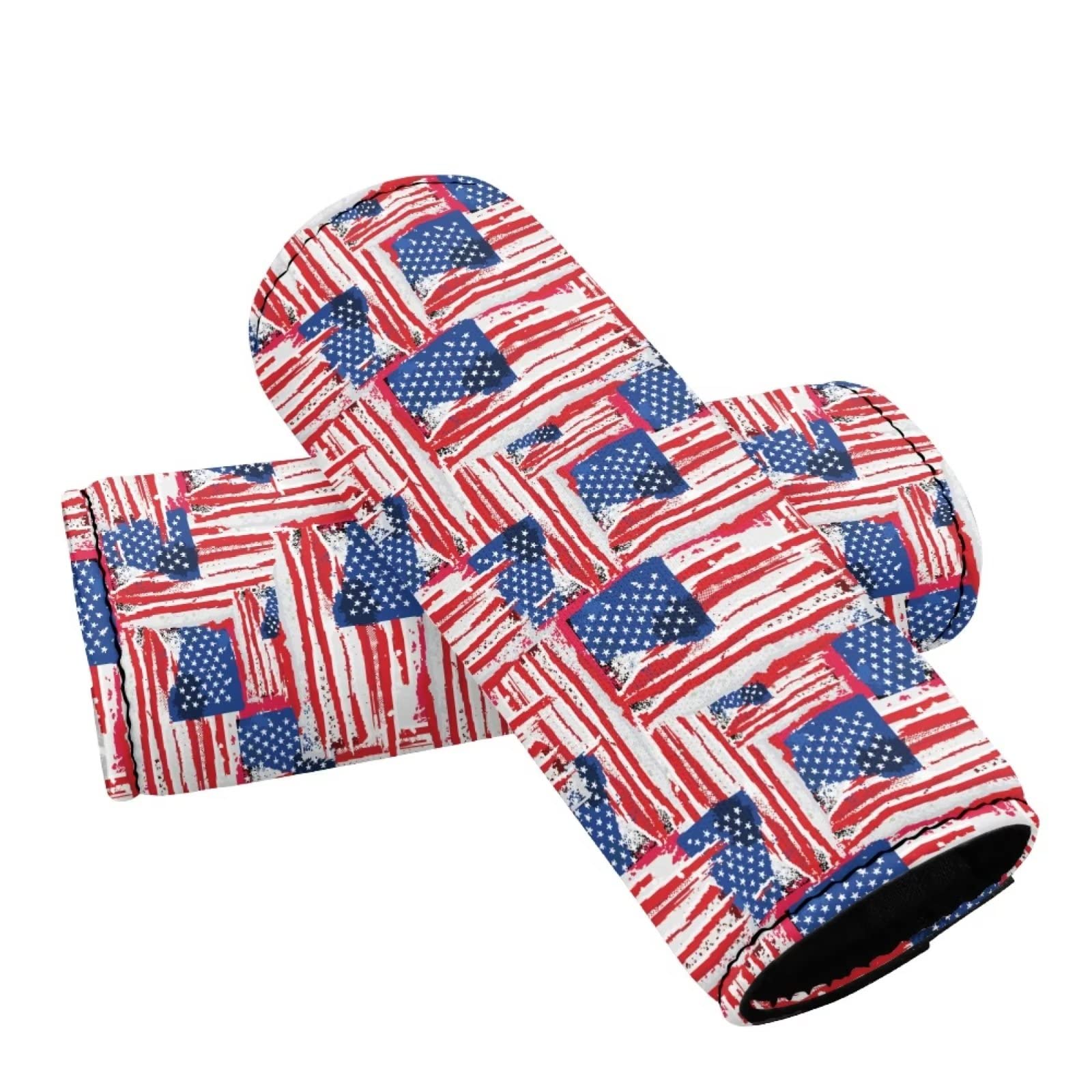 USA Flag Luggage Handle Wraps (2-Pack) - Durable Suitcase Protectors for Travel & 4th of July Gifts