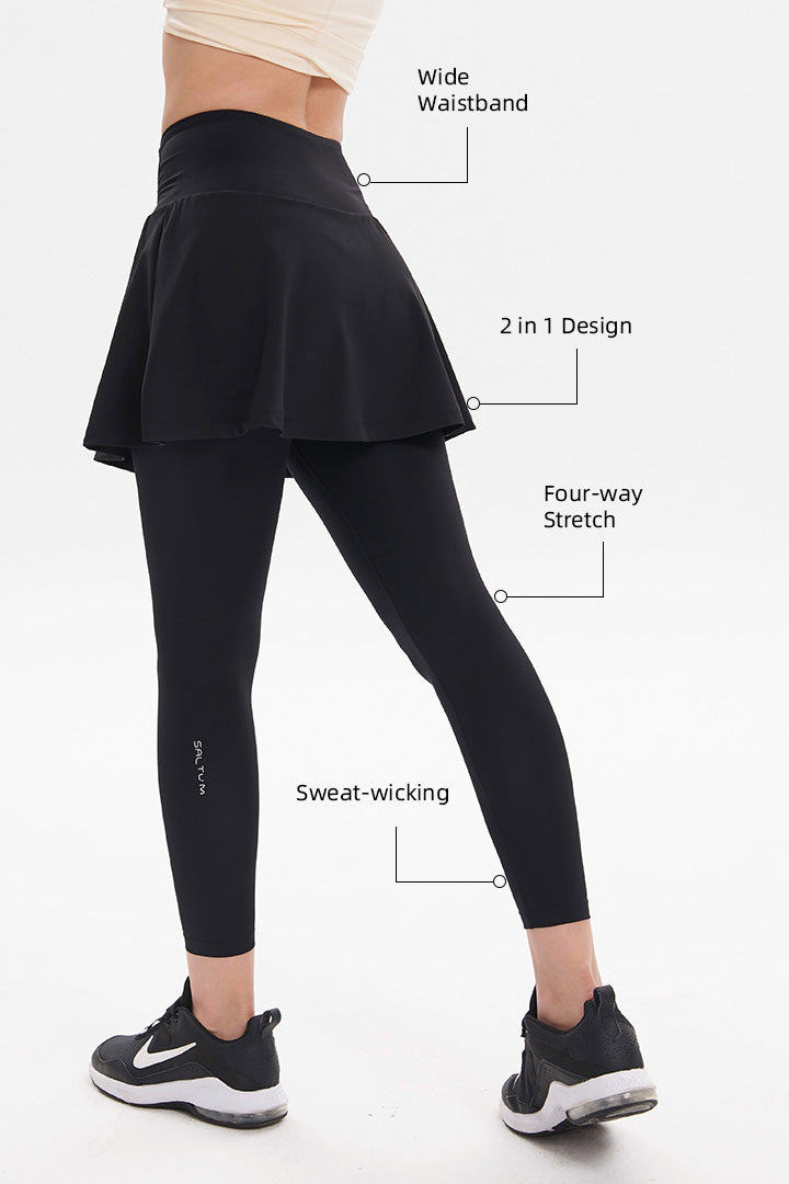 High Waisted 7/8 Tennis Skirted Leggings for Women - Comfortable Workout & Running Leggings with Skirt - Perfect for Yoga, Gym, Tennis & Casual Wear