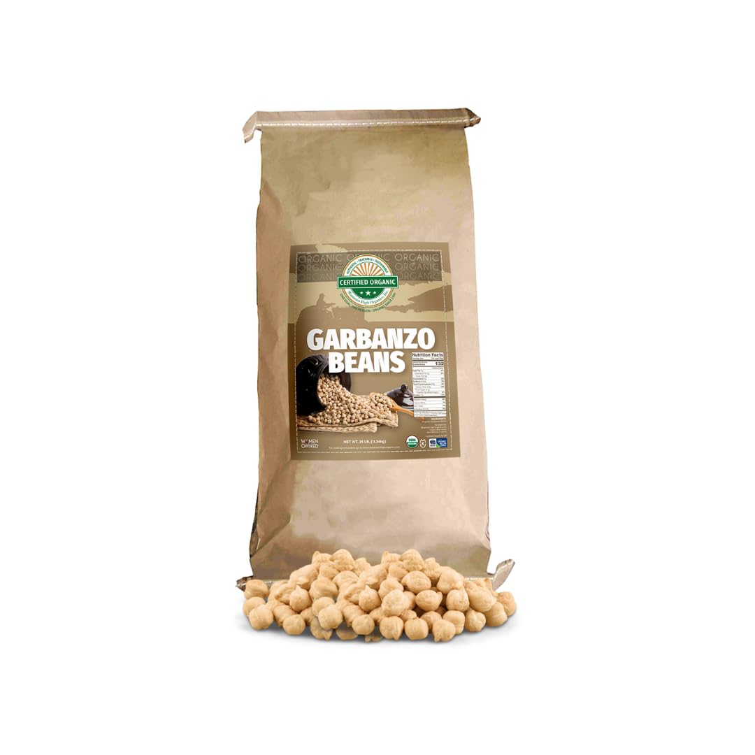 Organic Dried Garbanzo Beans (Chickpeas) - 25 lb Bulk Pack | Non-GMO, Vegan, Sproutable | High in Plant-Based Protein & Fiber | Perfect for Hummus, Salads & Healthy Snacks