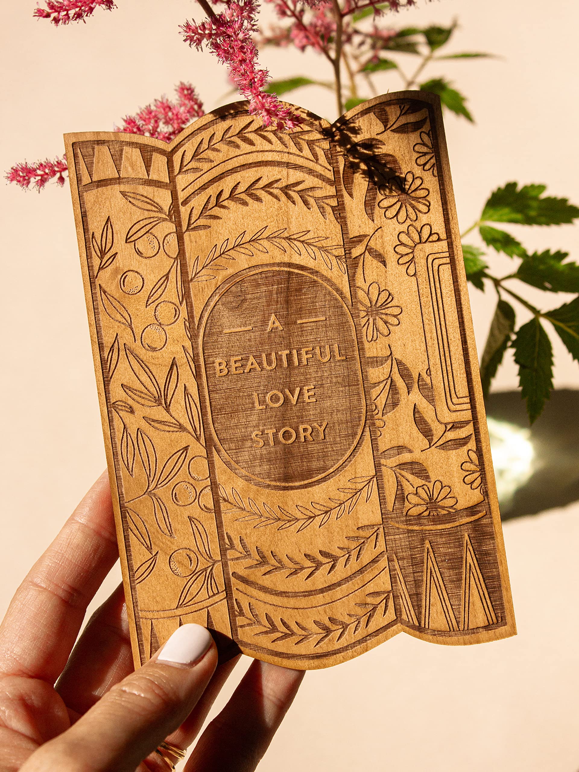 Beautiful Love Story Wood Card - Personalized Gifts with Custom Message for Anniversary, Wedding, Birthday - Romantic Keepsake for Couples - Perfect for Home Decor & Gift Giving