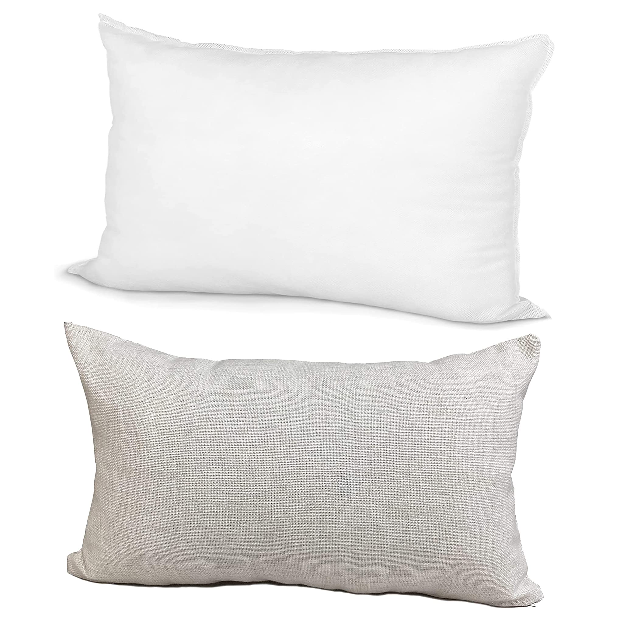Premium 12x18 Inch Sublimation Pillow Inserts & Faux Linen Covers Bundle - 10 Pack Heat Transfer Ready Pillow Set for DIY Home Decor, Gifts, and Custom Printing Projects