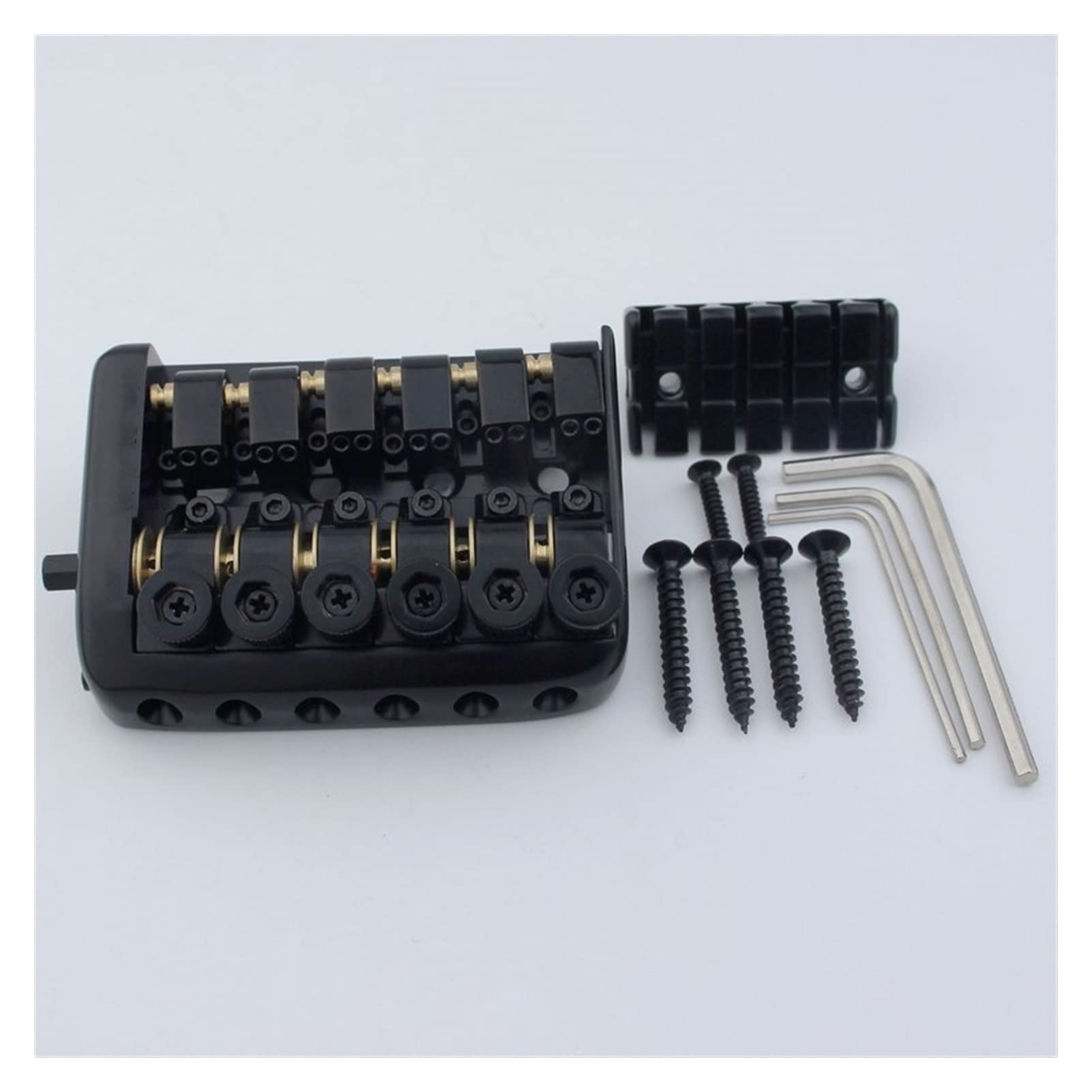 6 String Saddle Headless Guitar Bridge Tailpiece - Black Electric Guitar Bridge Replacement Part for Improved Tuning Stability & Sustain | Perfect for DIY Guitar Upgrades & Professional Installations