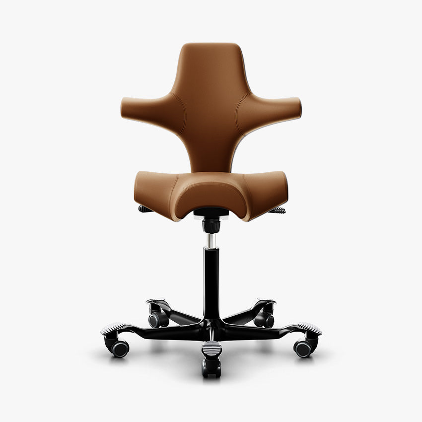 HÅG Capisco 8106 Ergonomic Office Chair - Genuine Wollsdorf Paloma Natur Leather with Black Base | Perfect for Home Office, Gaming & Workspace Comfort