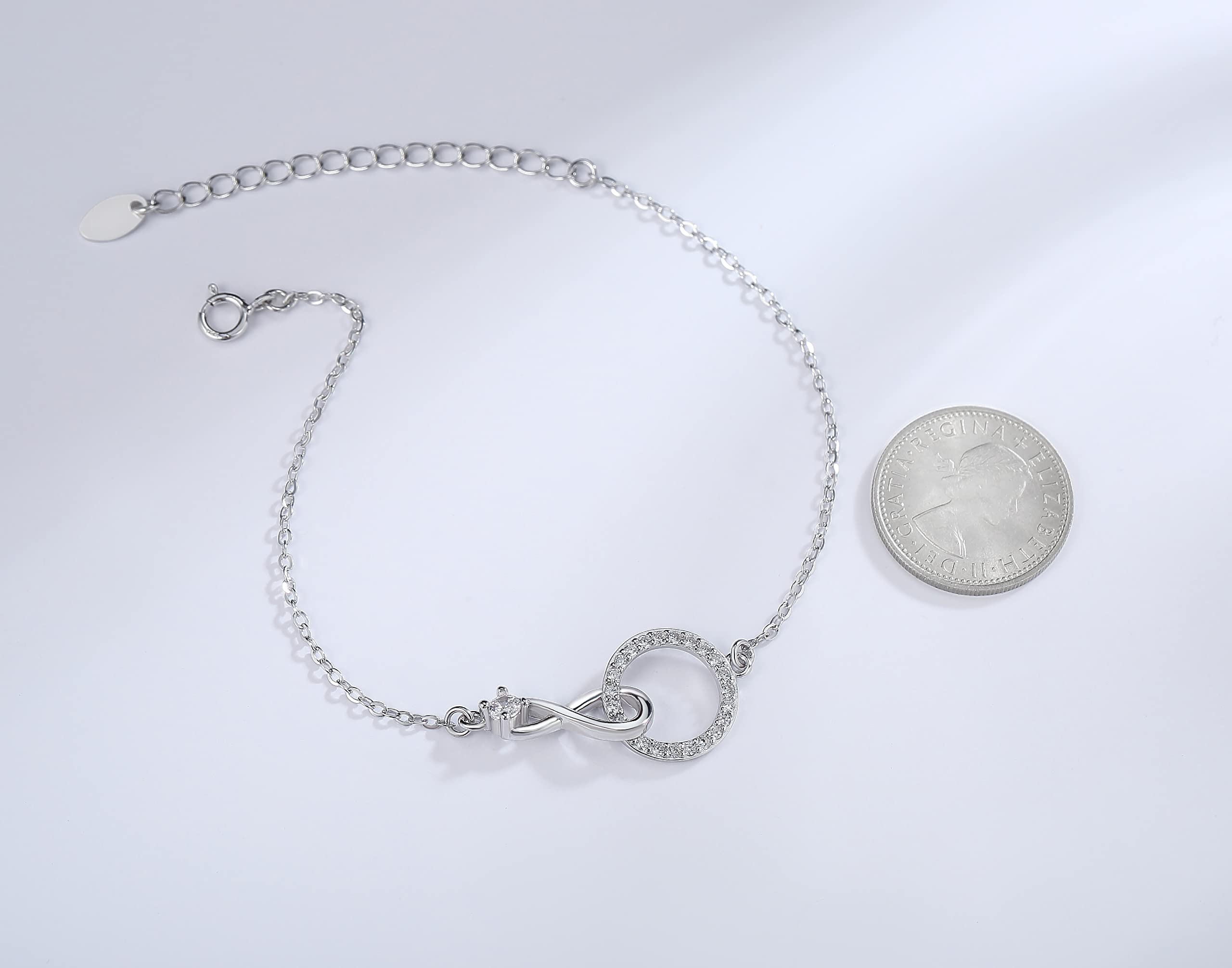 925 Sterling Silver Infinity CZ Circle Bracelet for Mother & Son - Elegant Matching Jewelry Gift Set for Mom, Birthday & Mother's Day - Perfect for Special Occasions & Heartfelt Moments