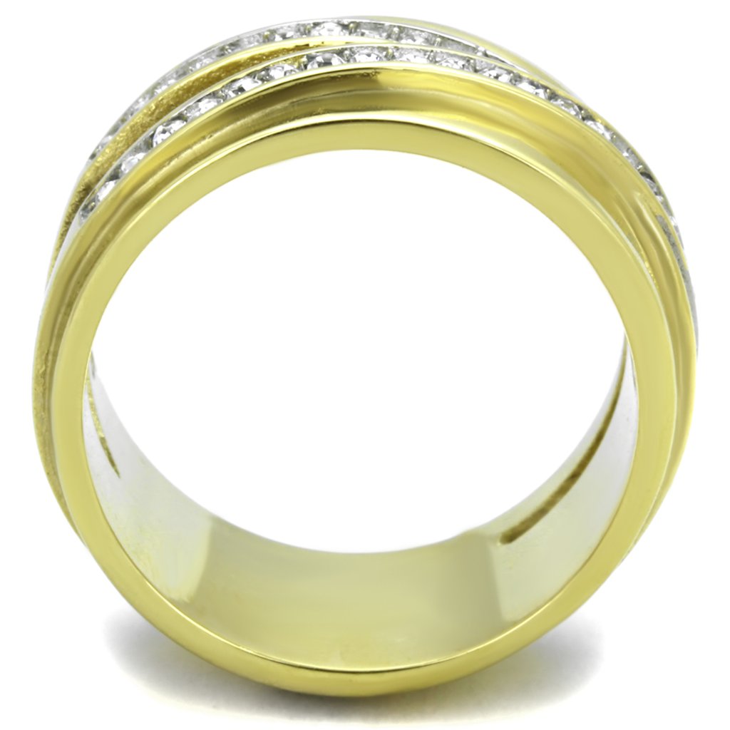 Marimor Women's 316 Stainless Steel Gold Plated Pave Crystal Fashion Ring for Anniversary, Wedding, Engagement & Everyday Wear - Elegant Jewelry Gift for Her