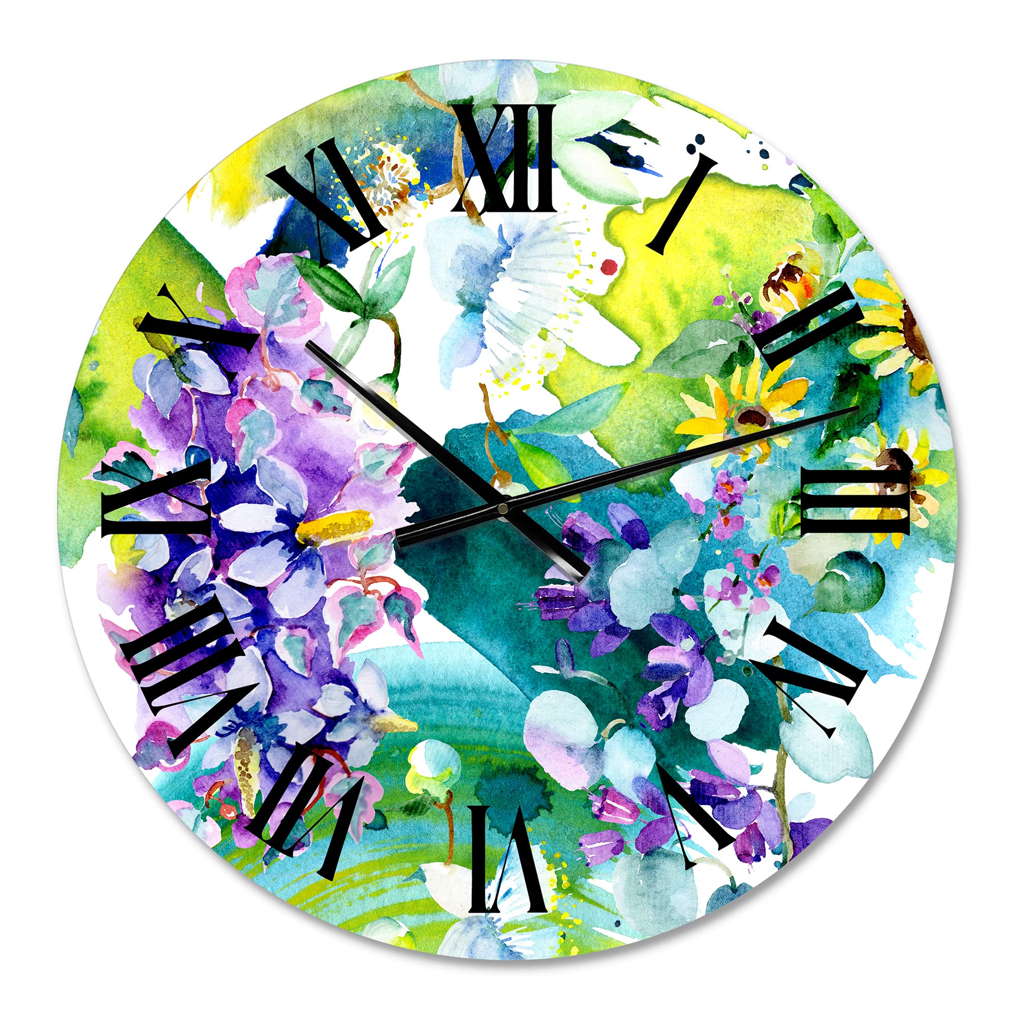 Farmhouse Wall Clock - Large Floral Wall Decor with Wildflowers and Sunflowers for Kitchen, Living Room, Bedroom & Office | Rustic Home Decor Gift Idea