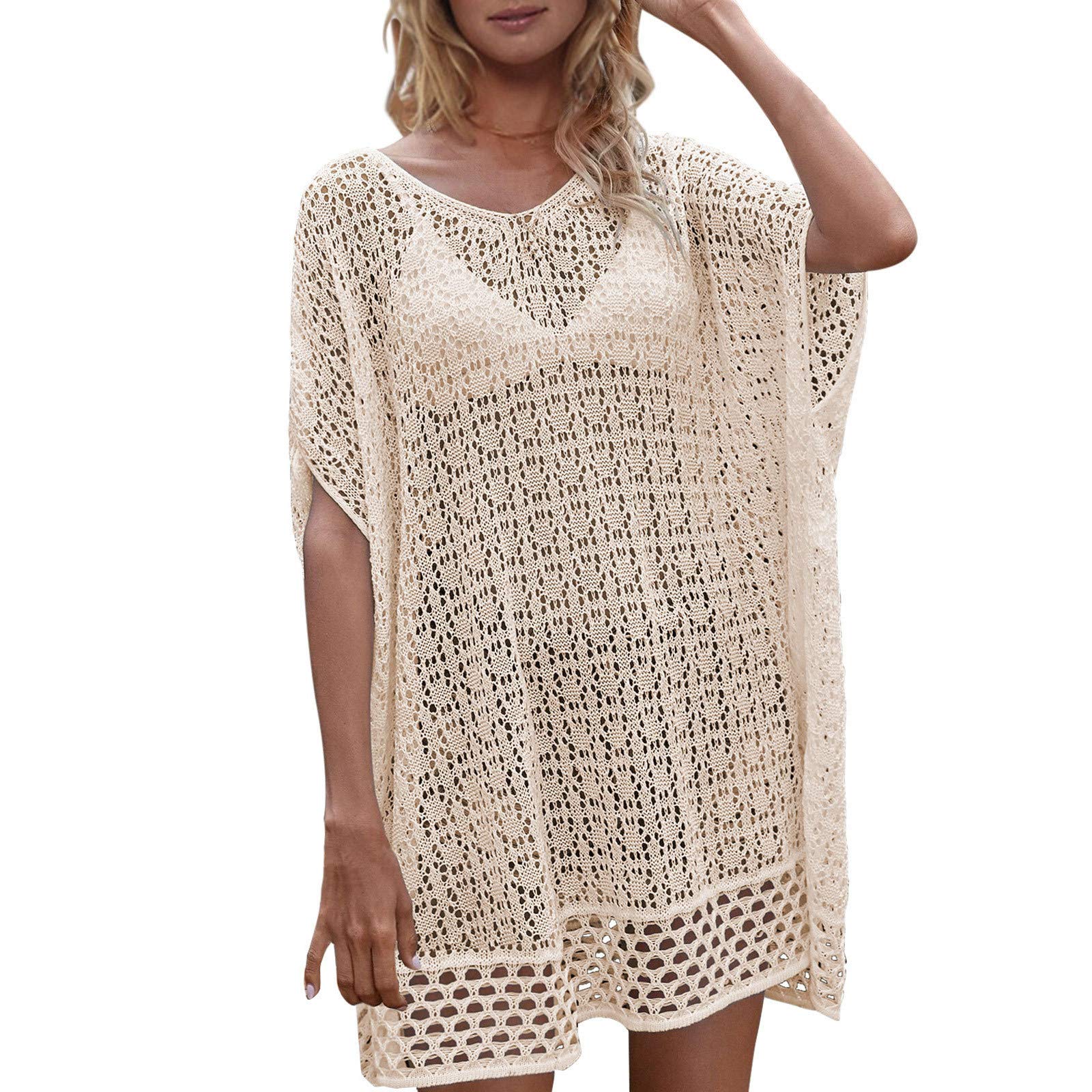 JUNGE Women's Swim Cover Up - Flowy Chiffon Beach Cover Up with Tassels for Women & Teens, Plus Size Bikini Cover Up Tops | Perfect for Beach, Pool, Vacation & Summer Outfits