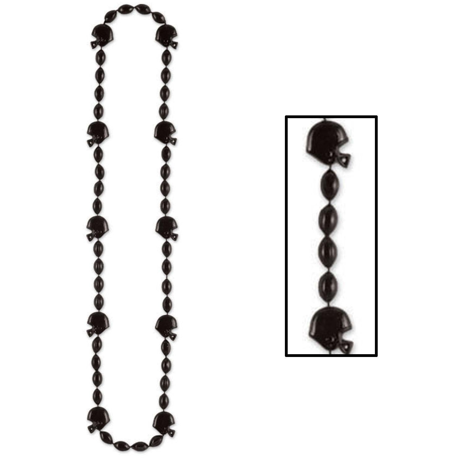 12 Pack Beistle Football Party Bead Necklaces - Black - Perfect for Game Day, Tailgating & Sports Fan Accessories