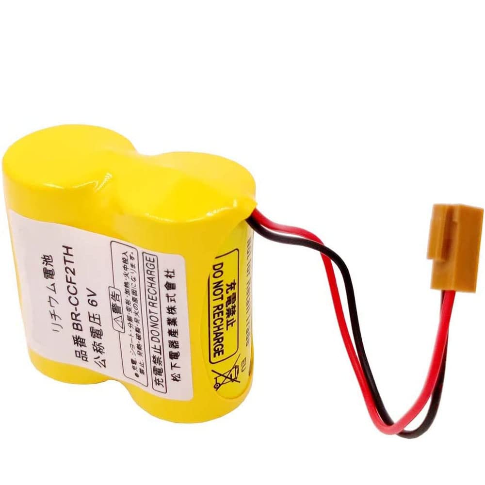 2-Pack 5000mAh BR-CCF2TH 6V Non-Rechargeable Battery with Brown Connector - Replacement for Fanuc A98L-0001-0902/A98L-0031-0006 PLC Backup Power - Ideal for Industrial Automation & CNC Machine Maintenance