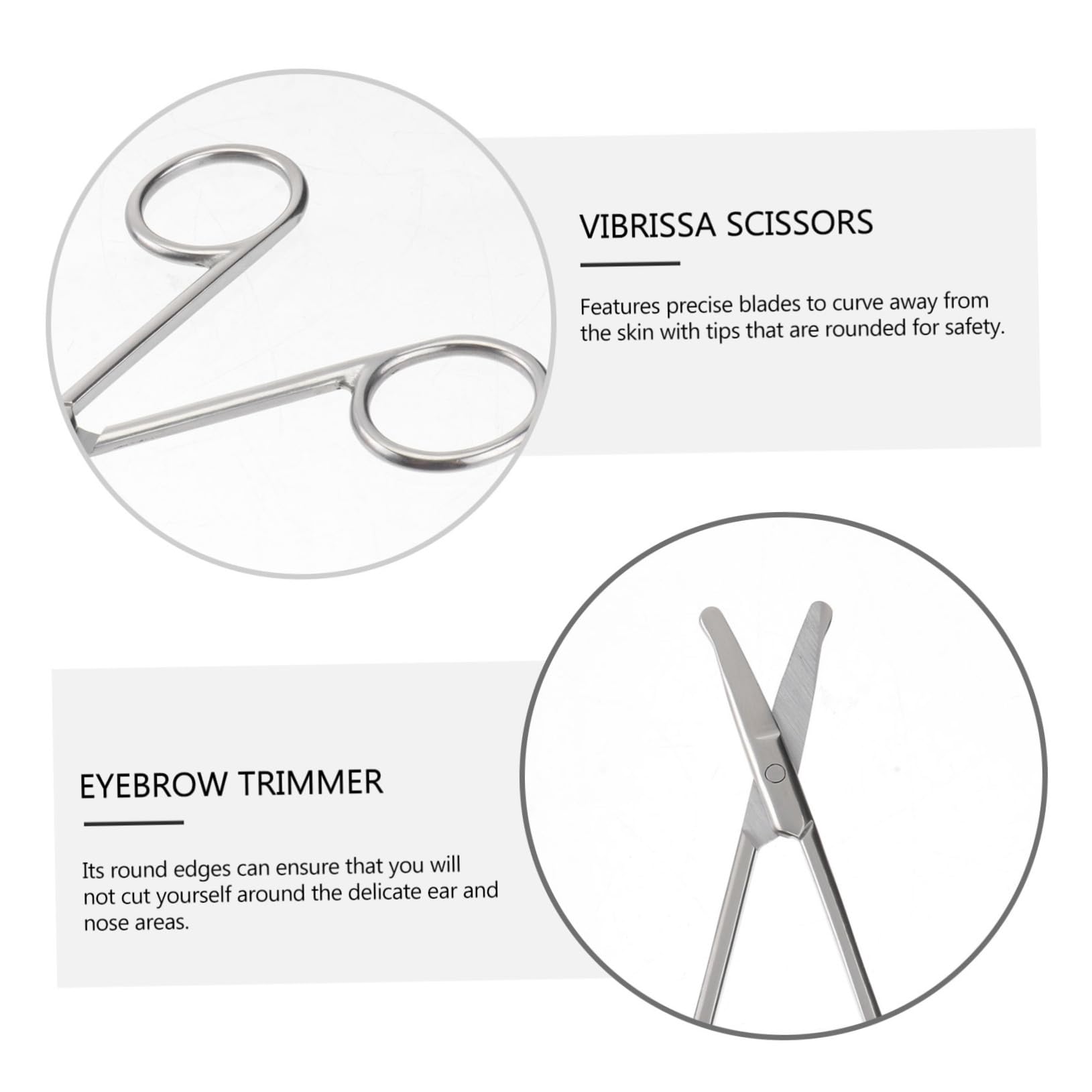 NOLITOY 2-Piece Stainless Steel Nose & Ear Hair Trimmer Scissors Set - Precision Grooming Tool for Men & Women | Eyebrow, Facial & Vibrissa Trimming | Home & Travel Use
