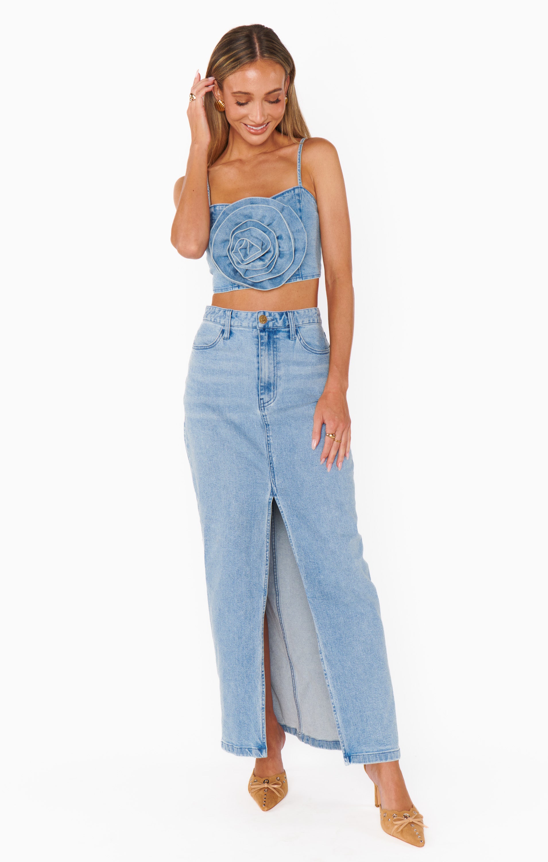 Stone Blue Floral Print Women's Tops - Stylish & Comfortable for Casual Wear, Summer Outfits, and Daily Fashion