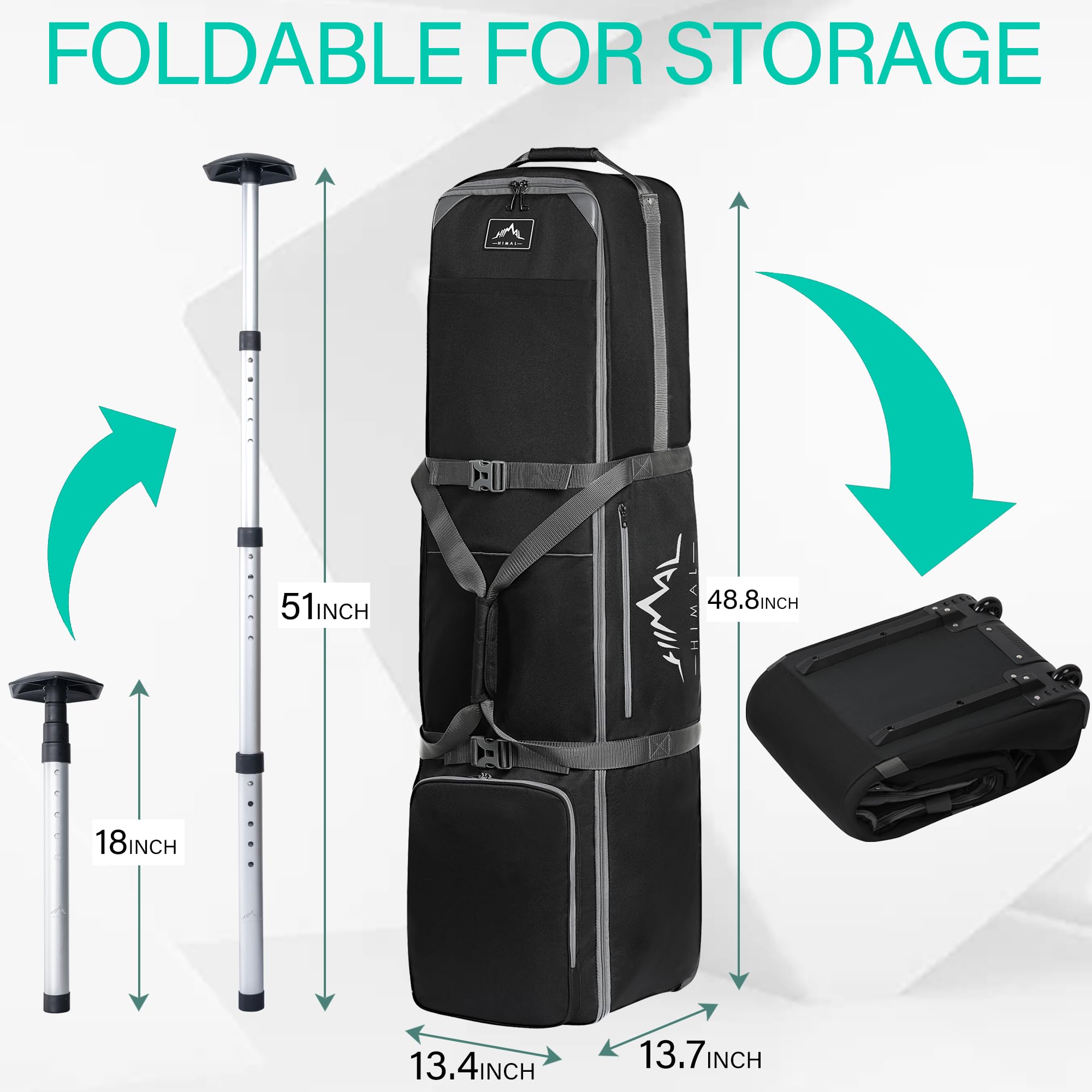 Premium 900D Heavy Duty Oxford Fabric Golf Travel Bag with Adjustable Support Rod & Wheels - Airline Approved Golf Club Case for Easy Transport (Perfect for Air Travel, Golf Tournaments & Vacation Storage)