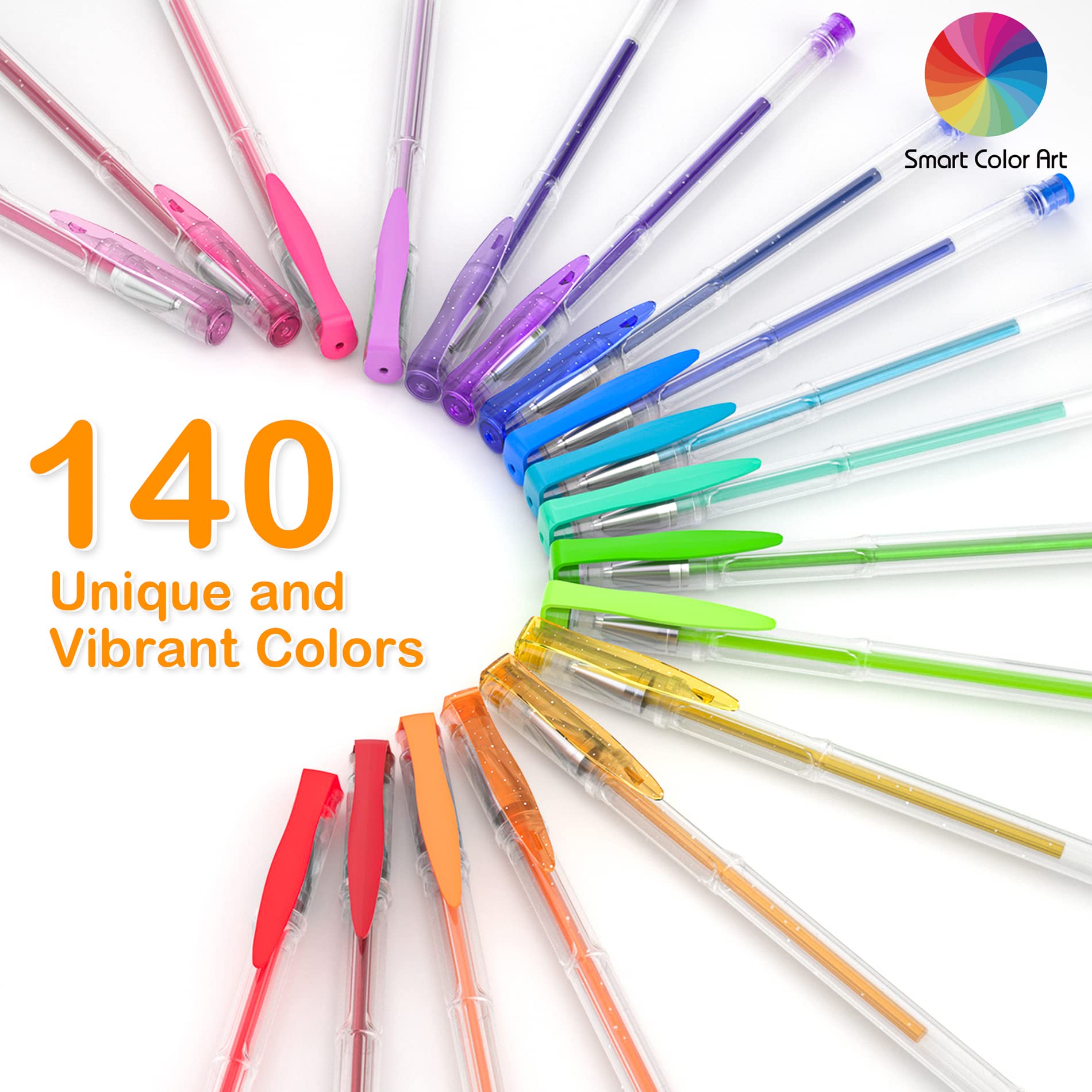 140 Colors Gel Pens Set - Vibrant & Smooth Gel Pens for Adult Coloring Books, Drawing, Painting, Writing - Perfect for Art Therapy, DIY Crafts & School Projects