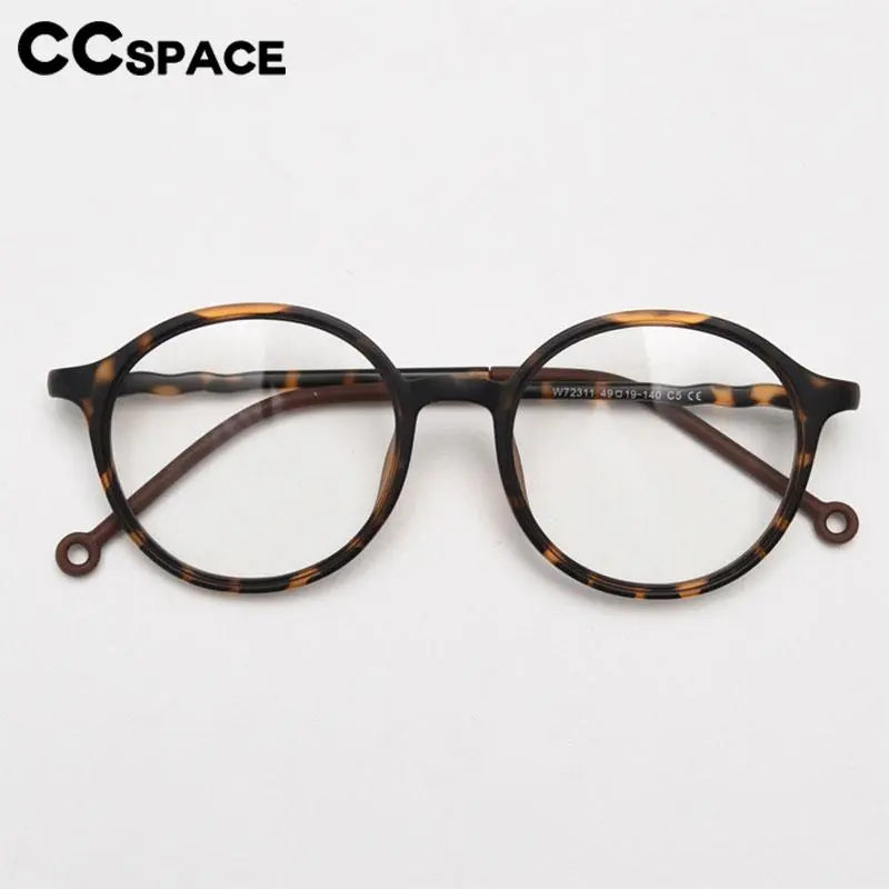 CCspace Unisex Full Rim Round TR90 Titanium Eyeglasses Frame 56834 - Lightweight & Durable for Work, Reading & Fashion