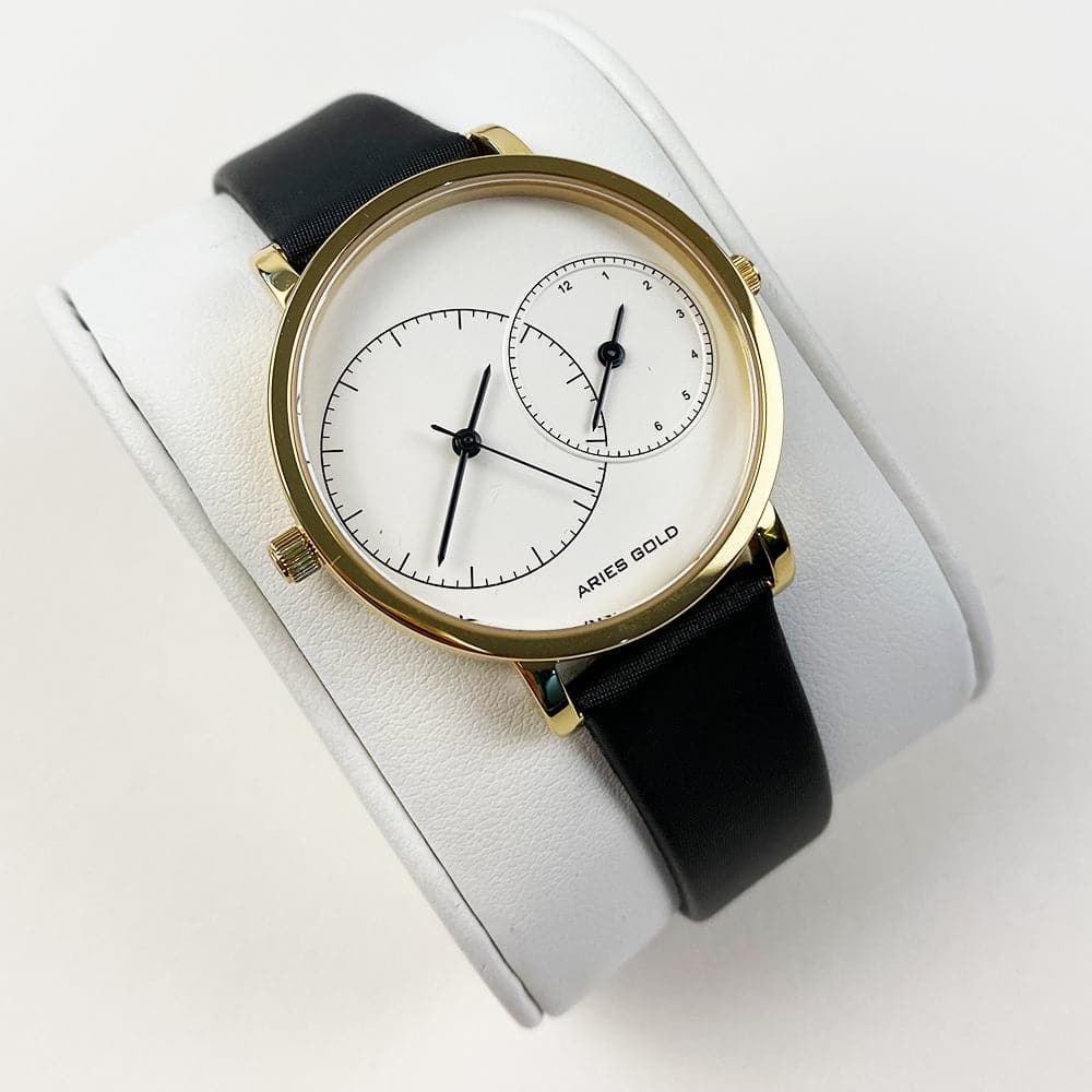 ARIES GOLD WANDERER Women's Watch - Gold Stainless Steel Case with Black Leather Strap - Fashionable Dress Watch for Everyday Wear & Special Occasions