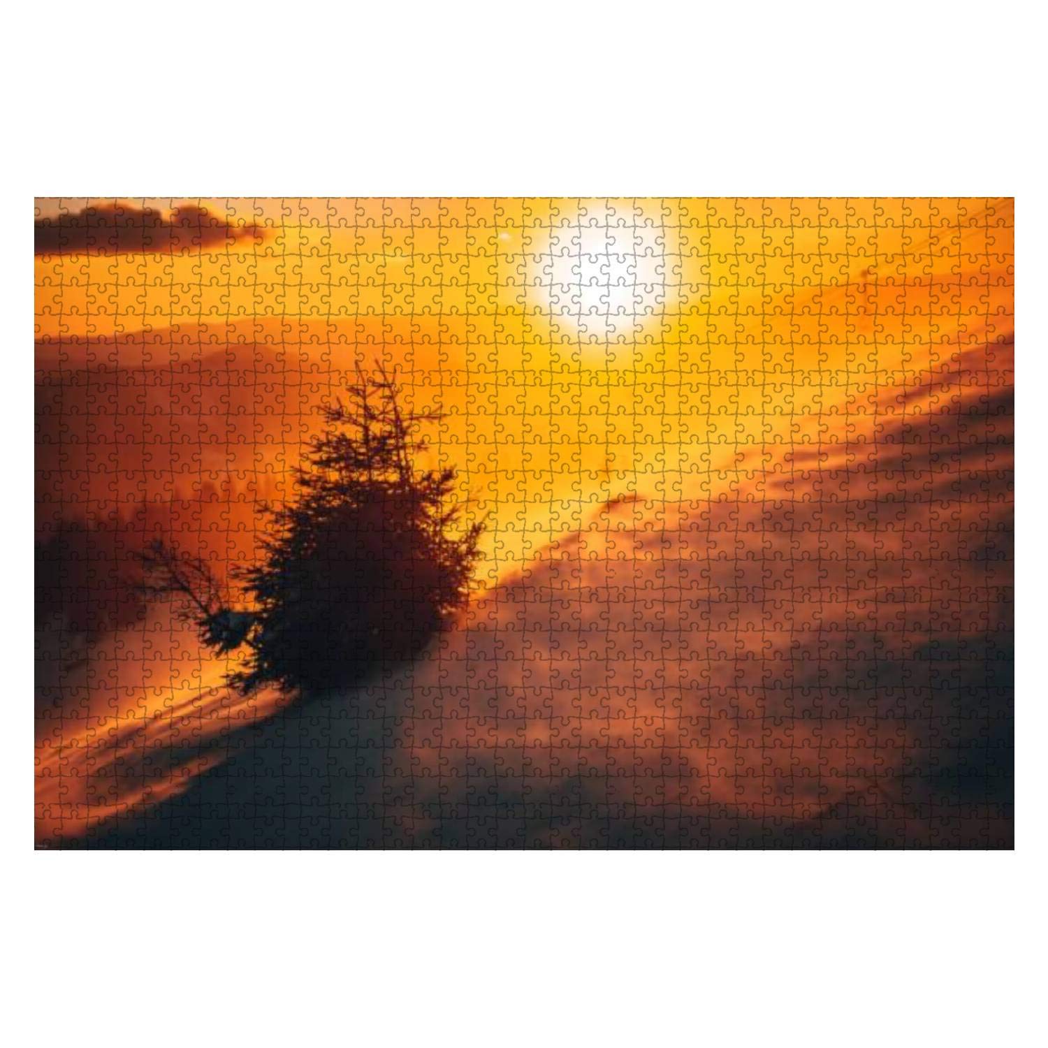 500-Piece Landscape Jigsaw Puzzle - Magical Sunrise Sky with Winter Silhouette Trees | Educational Wooden Puzzle for Adults & Kids | Creative Game, Home Decor, Family Entertainment | Perfect for Relaxation, Brain Training, and Living Room Decoration