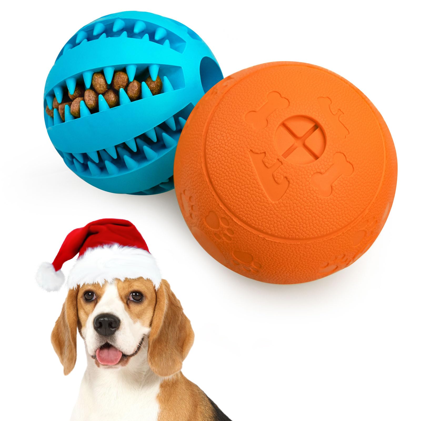 HIPPIH Interactive Dog Toys for Puppies & Small Dogs - 2 Pack Treat Dispensing Puzzle Balls for Mental Stimulation & Training - Perfect for Indoor Play, Boredom Relief & Bonding Time
