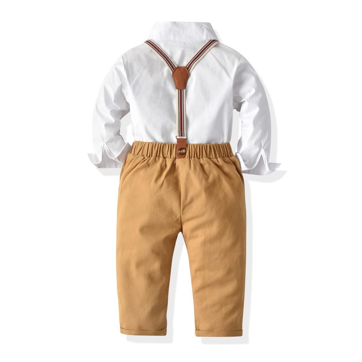 NWADA Baby Boy Formal Suit Set - Dress Shirt, Suspenders & Bow Tie Outfit for Weddings & Special Occasions (12M-7Y) | Toddler Dress Clothes for Parties, Photos & Family Events