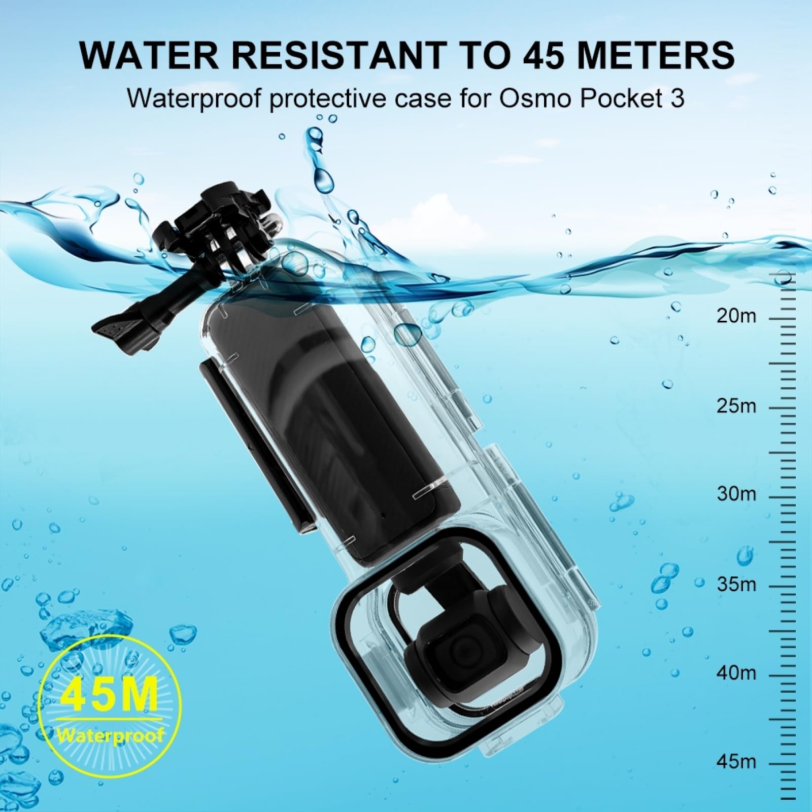 Andoer Waterproof Camera Case - IP68 Underwater Protective Housing for GoPro Hero 12/11/10/9, DJI Action, Sports Cameras - Ideal for Snorkeling, Diving, Surfing & Water Sports Accessories