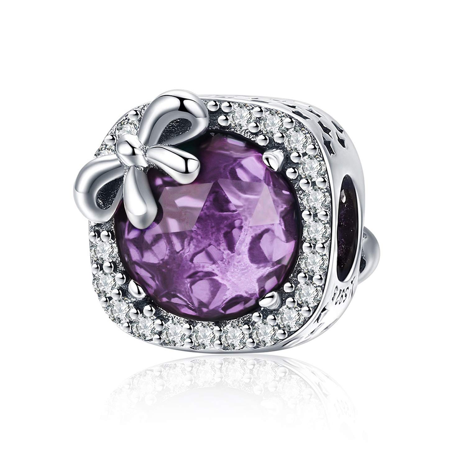 MUERDOU Birthstone Charm - Elegant Bowknot Crystal Pendant for Bracelets & Necklaces | Perfect Birthday Gift, Personalized Jewelry for Women | Ideal for Anniversaries, Mother's Day & Special Occasions