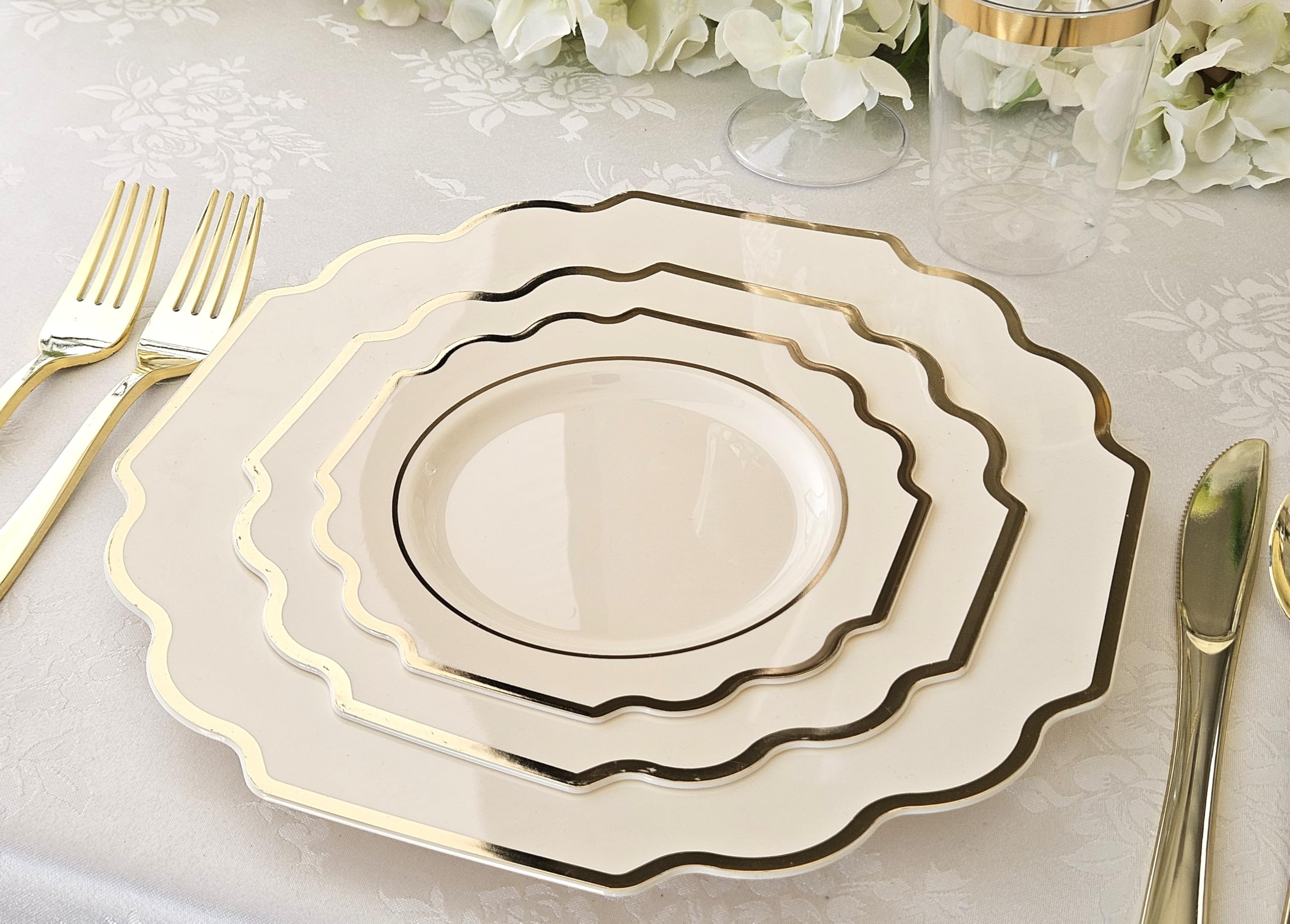 360-Piece Disposable Wedding Plate and Silverware Set (60 Guests) - 10.5