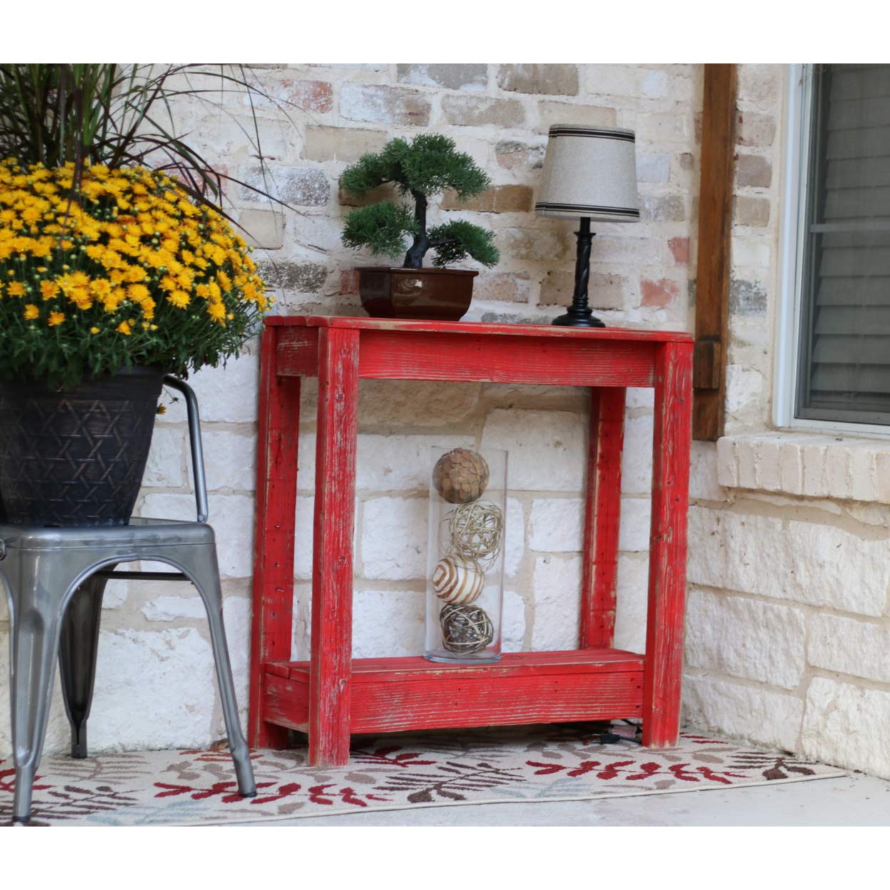 Doug and Cristy Designs Red Small Entry Console Table - Stylish & Compact Hallway Furniture for Small Spaces, Perfect for Entryway, Living Room, or Bedroom Decor
