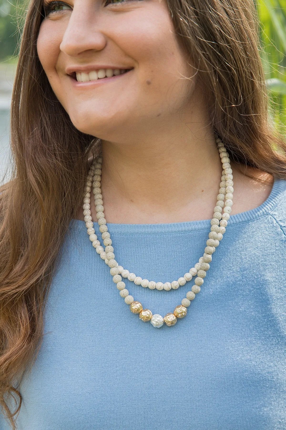 Layered Beaded Necklace for Women - Gold and Silver Statement Jewelry - Perfect for Parties, Weddings & Everyday Wear
