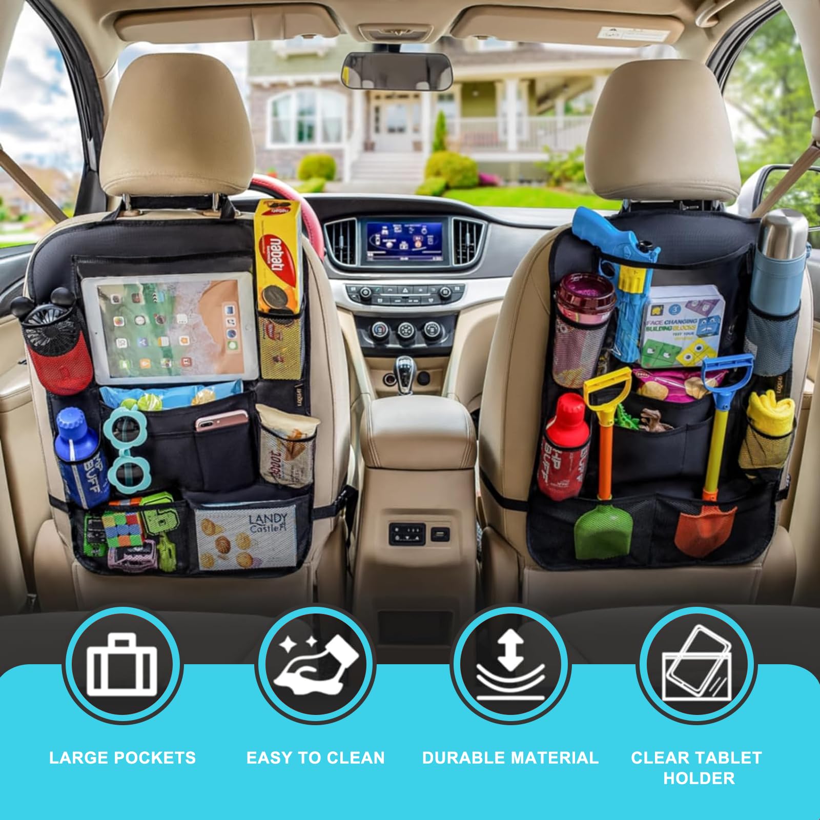 Matenf Car Seat Organizer with 9 Storage Pockets & 10