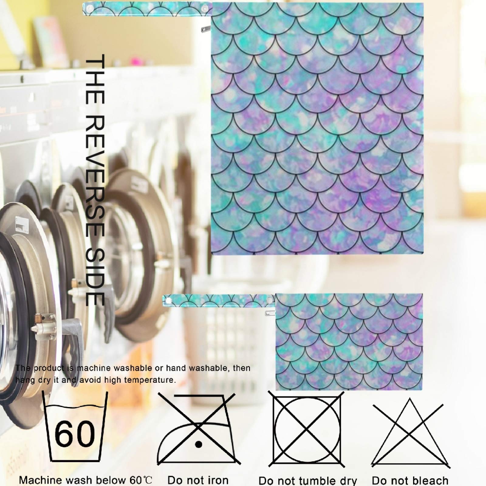 Visesunny 2-Pack Waterproof Wet Bags with Zipper - Reusable Washable Mermaid Scale Design for Swimsuits, Gym Clothes & Diapers - Perfect for Beach, Pool, Travel, Daycare & Stroller Organization