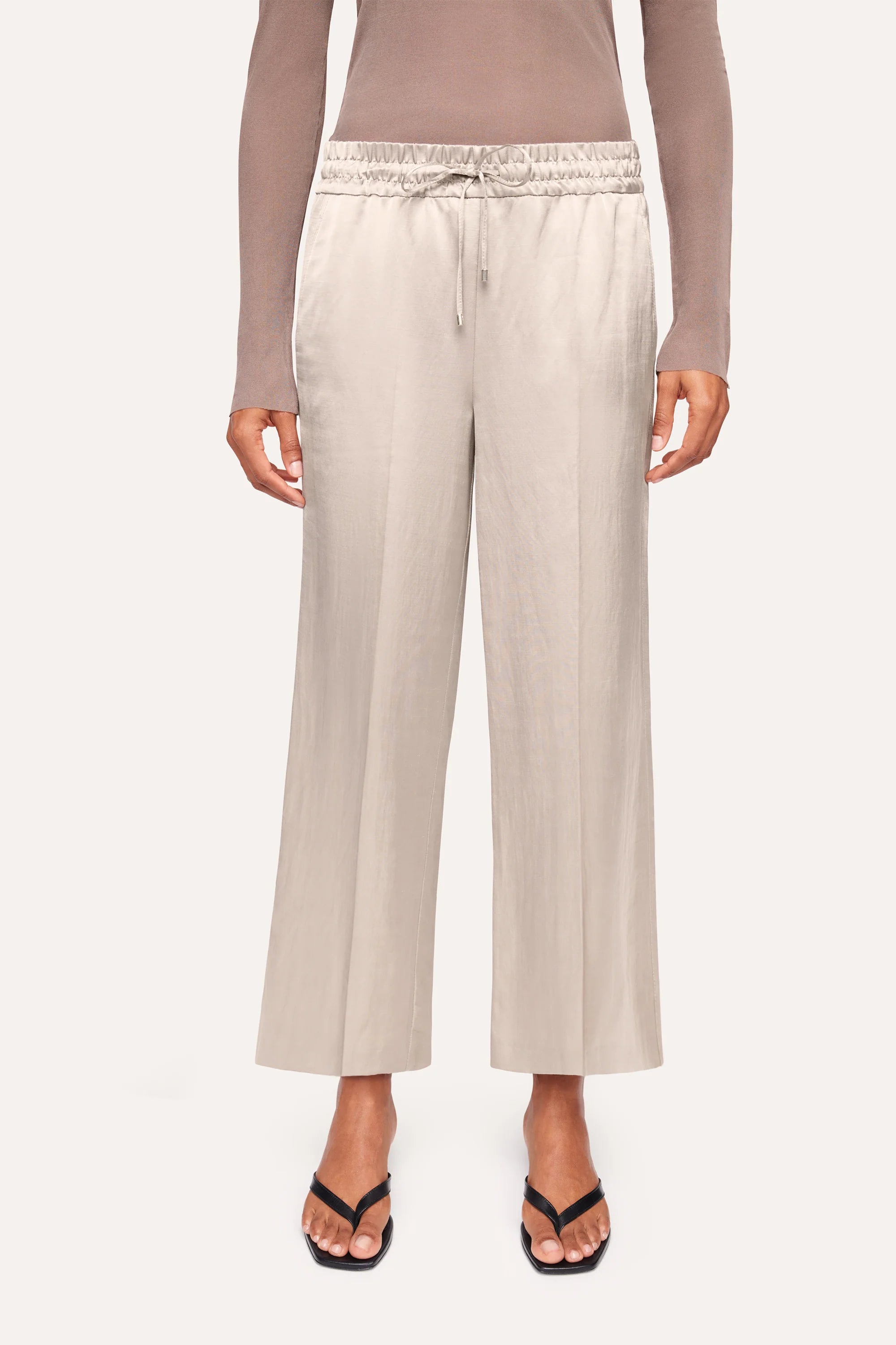 Clara Wide Leg Cropped Trousers for Women - Iron Grey High Waist Casual Pants | Perfect for Office, Travel & Everyday Wear