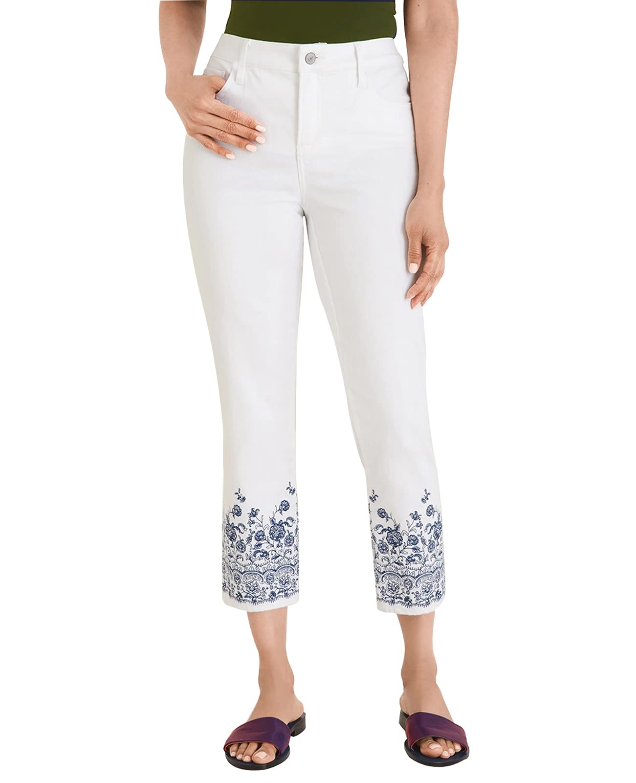 ZENTHACE Women's Mid Rise Stretchy Capri Jeans - Comfortable Slim Fit Pants for Casual Wear, Work & Travel
