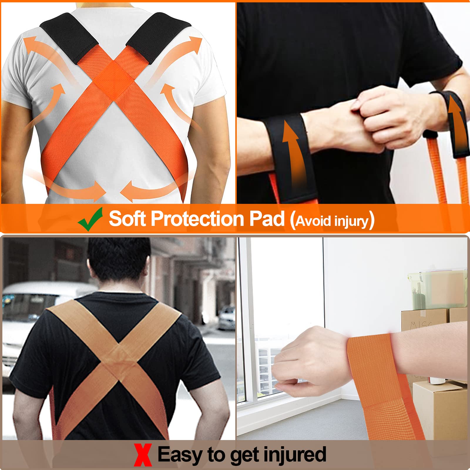 Adjustable Moving Straps for 2 People - Heavy Duty Furniture Lifting & Moving System - Shoulder Support for Furniture, Appliances, Mattresses - Holds Up to 800 lbs - Perfect for Home Moves, Warehouse Relocations & DIY Projects