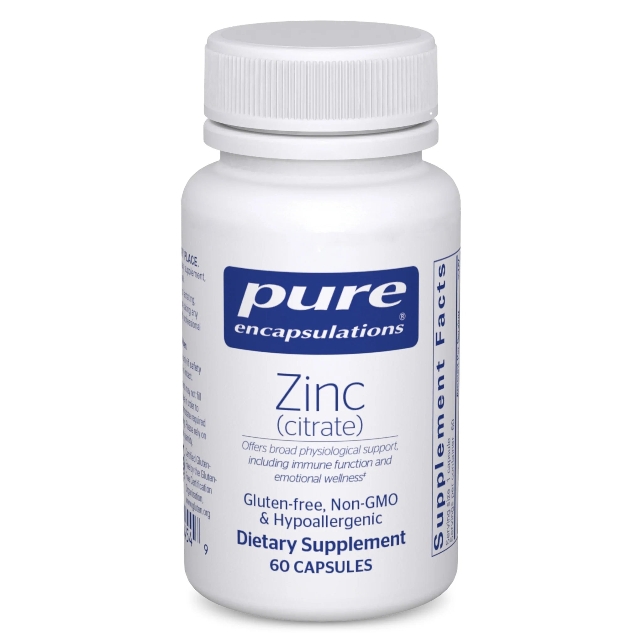 Pe Zinc Citrate 60 Tablets - Immune Support & Antioxidant Supplement for Adults - Daily Zinc Citrate Pills for Better Health & Wellness