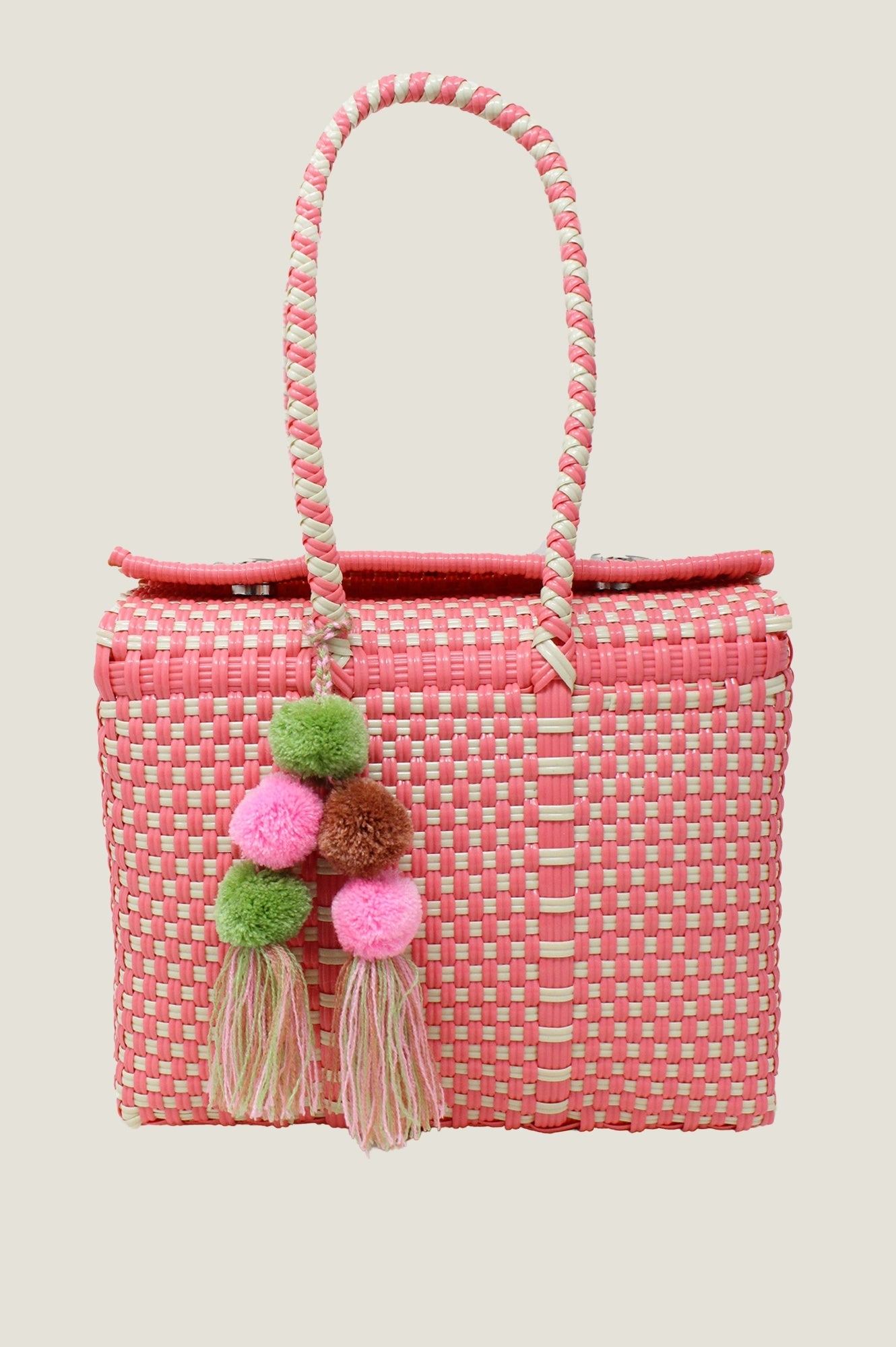 Bombon Mini Tote Bag for Women - Coral & Bone Color Crossbody Purse - Perfect for Work, Travel & Everyday Use