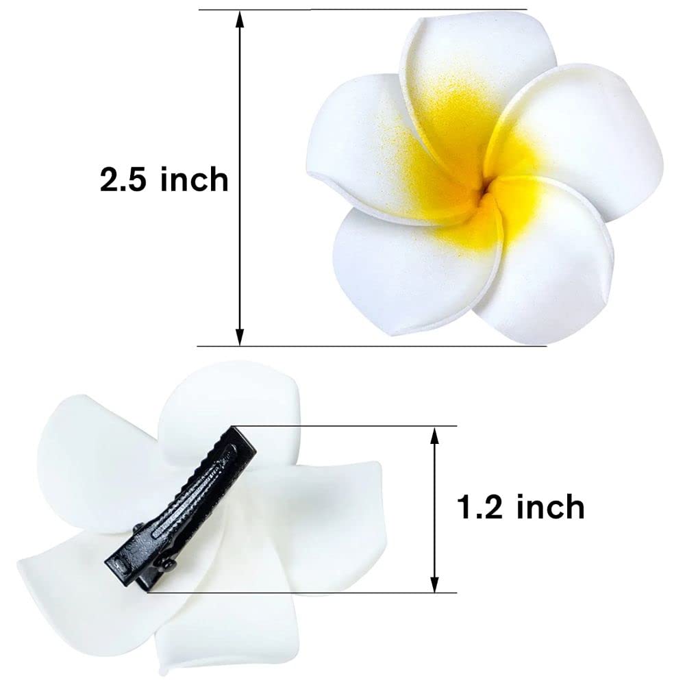 SHIVAMKRAFT 6-Piece White Artificial Hawaiian Flower Hair Clips - Elegant Floral Claw Hair Accessories for Women, Perfect for Hair Buns, Weddings, Bridal, Valentine's Day Gifts & Everyday Styling (White)