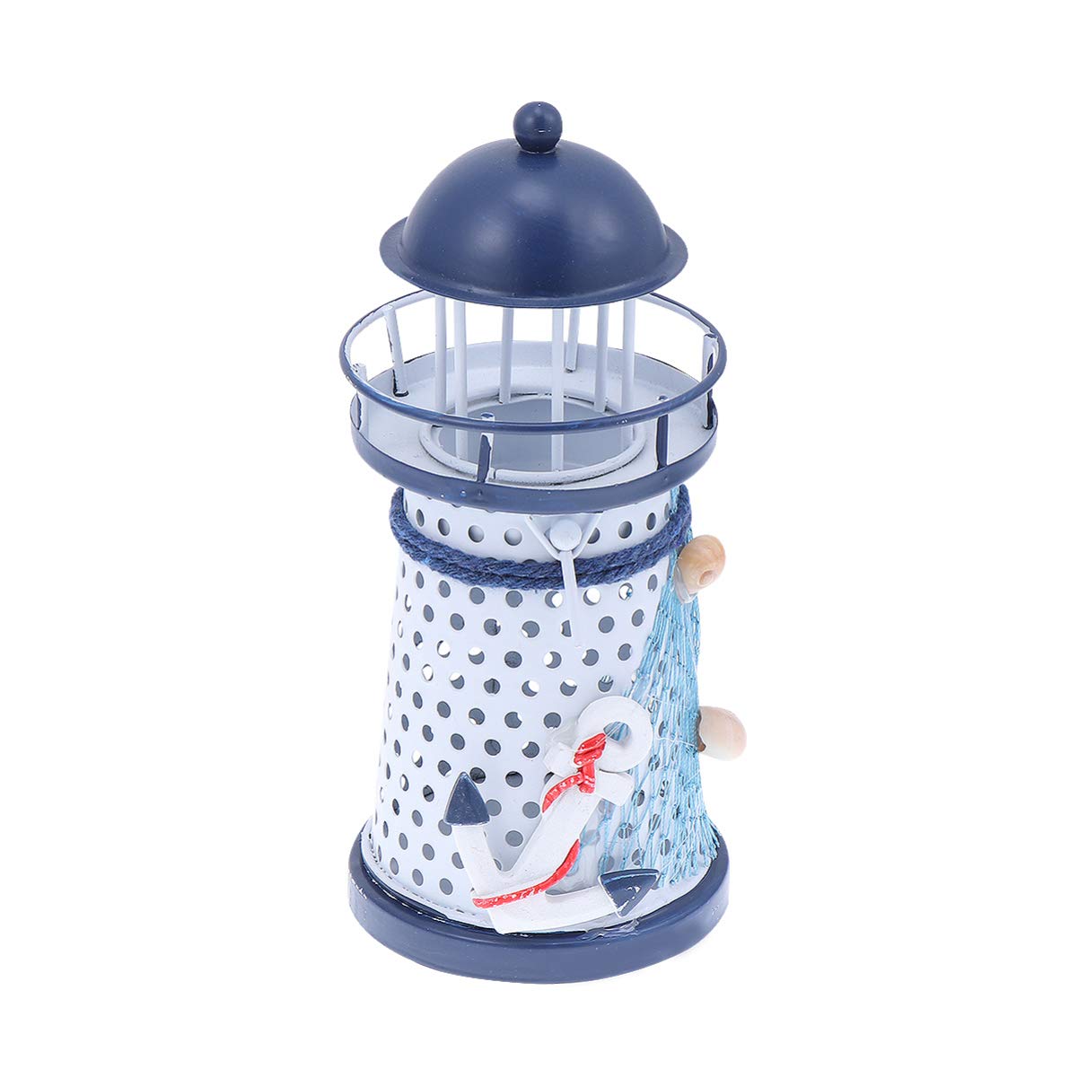 Beavorty Lighthouse Tealight Holder - Mediterranean Style Iron Candle Holder with Anchor Design, Nautical Decor for Home, Wedding & Housewarming Gifts - Perfect for Coastal Living Rooms, Beach House Decor & Romantic Dinner Settings