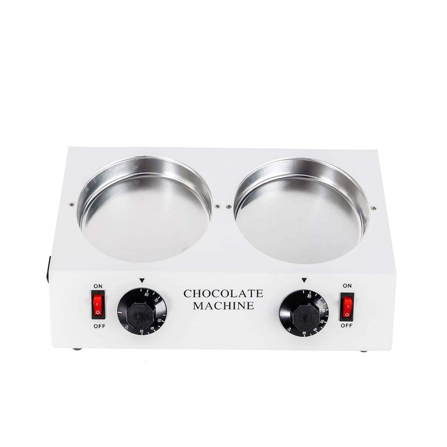 Electric Chocolate Melter Machine - 4.4lbs Double Pot Hot Chocolate Warmer & Tempering Device for Candy Making, Baking & Dessert Decorating (White) - Perfect for Bakeries, Cafes & Home Kitchens