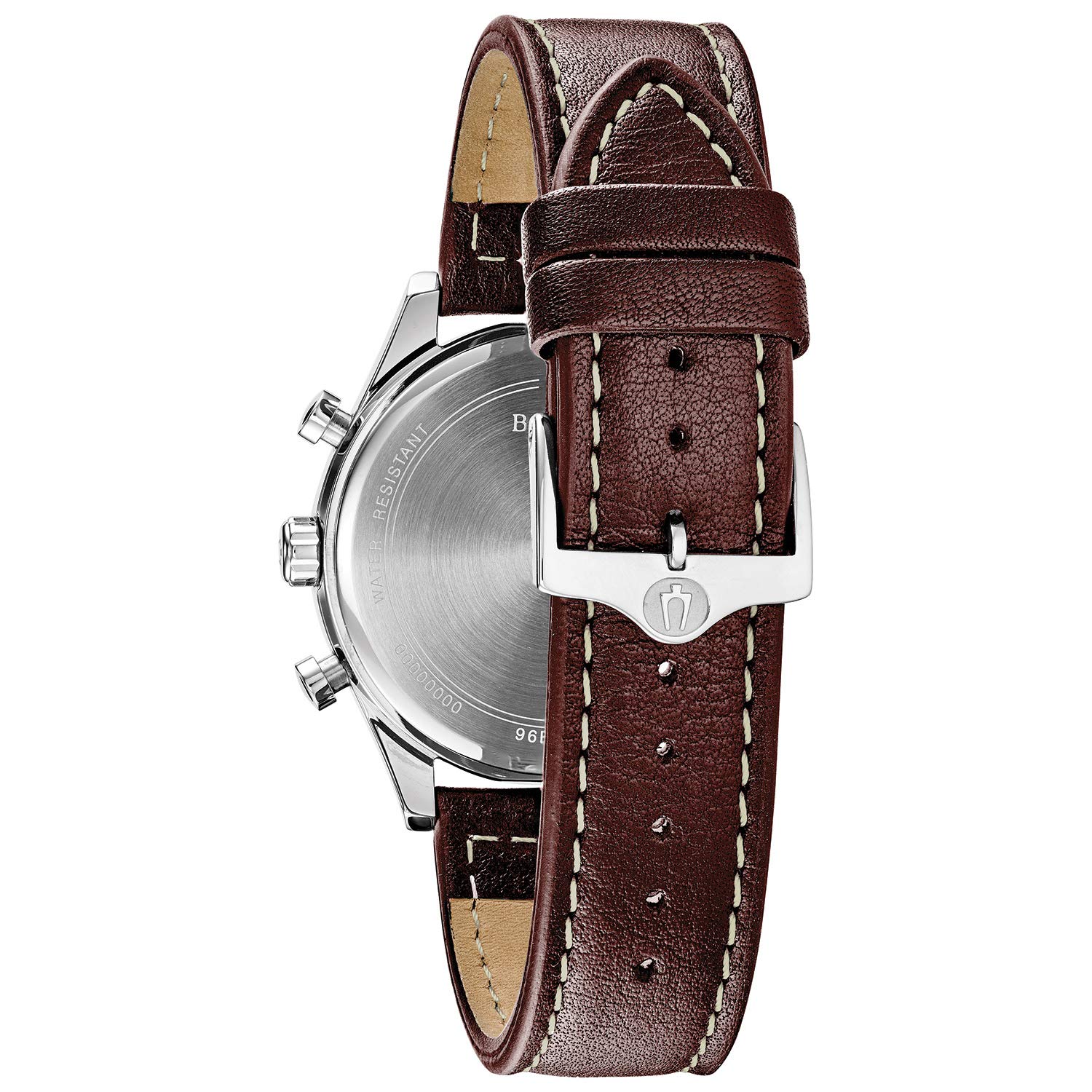 Bulova Men's Classic 41mm Stainless Steel Chronograph Watch with Grey Dial, Gold Accents & Leather Strap – Perfect for Business, Casual & Formal Occasions
