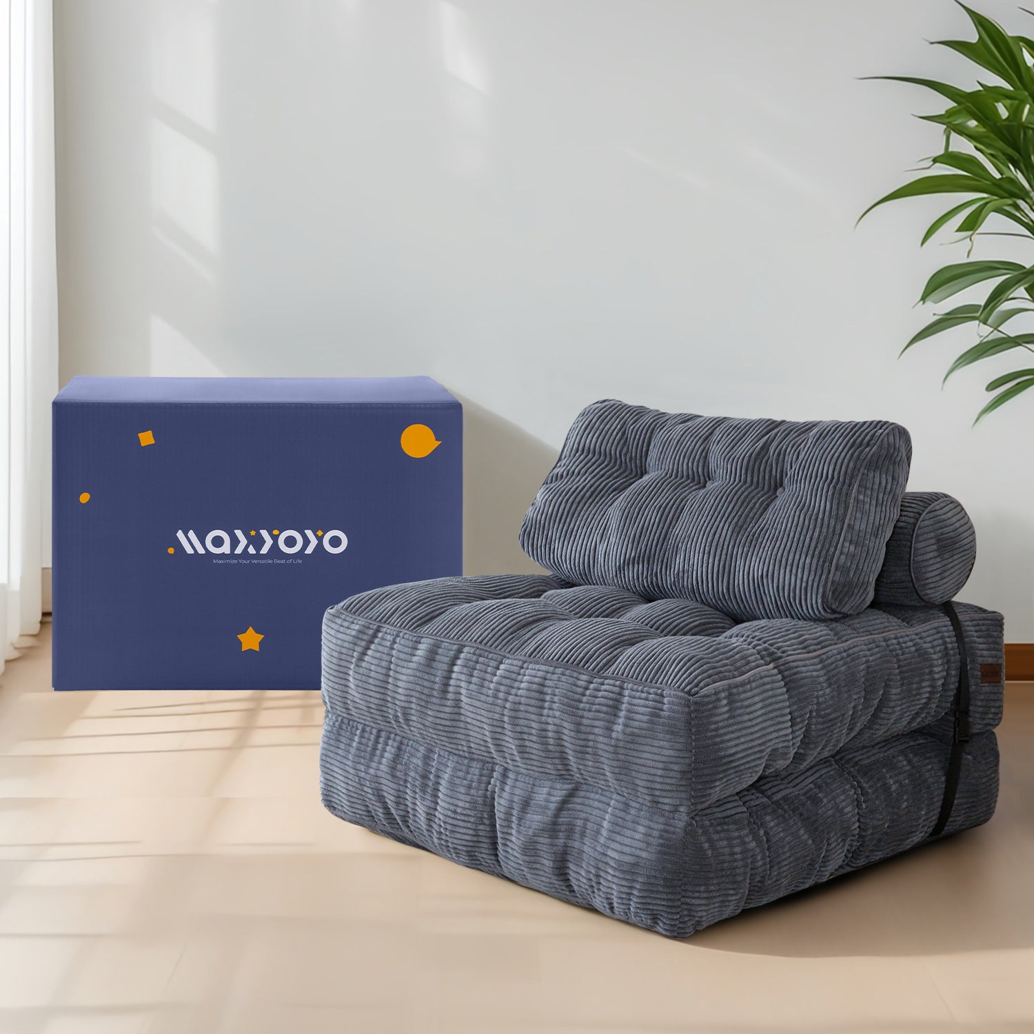 MAXYOYO Corduroy Sofa Bed - Convertible Sleeper Chair with Back Support | Comfortable for Living Room, Guest Room & Small Spaces